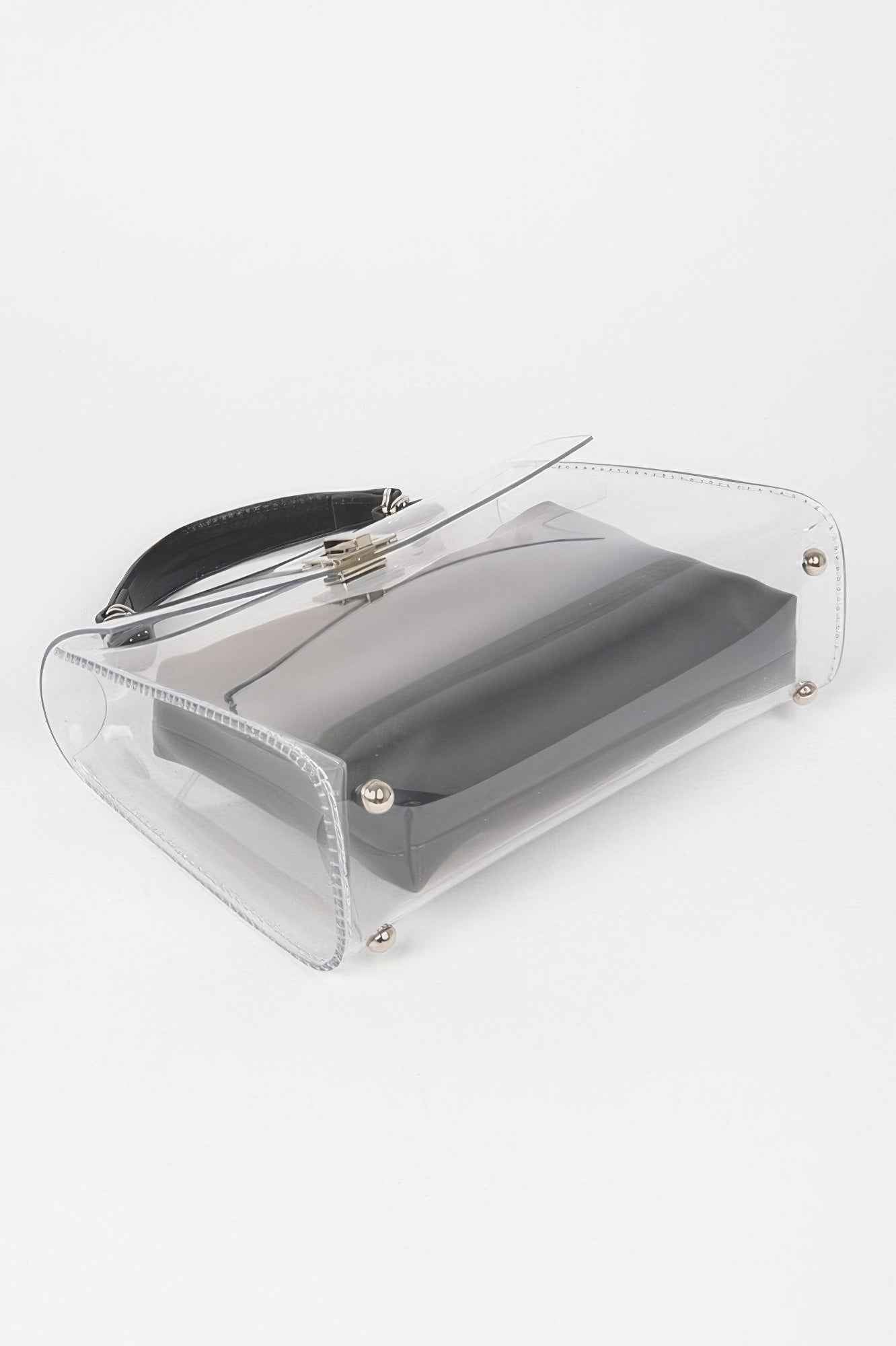 Transparent Top Handle Flap Bag W/ Pouch