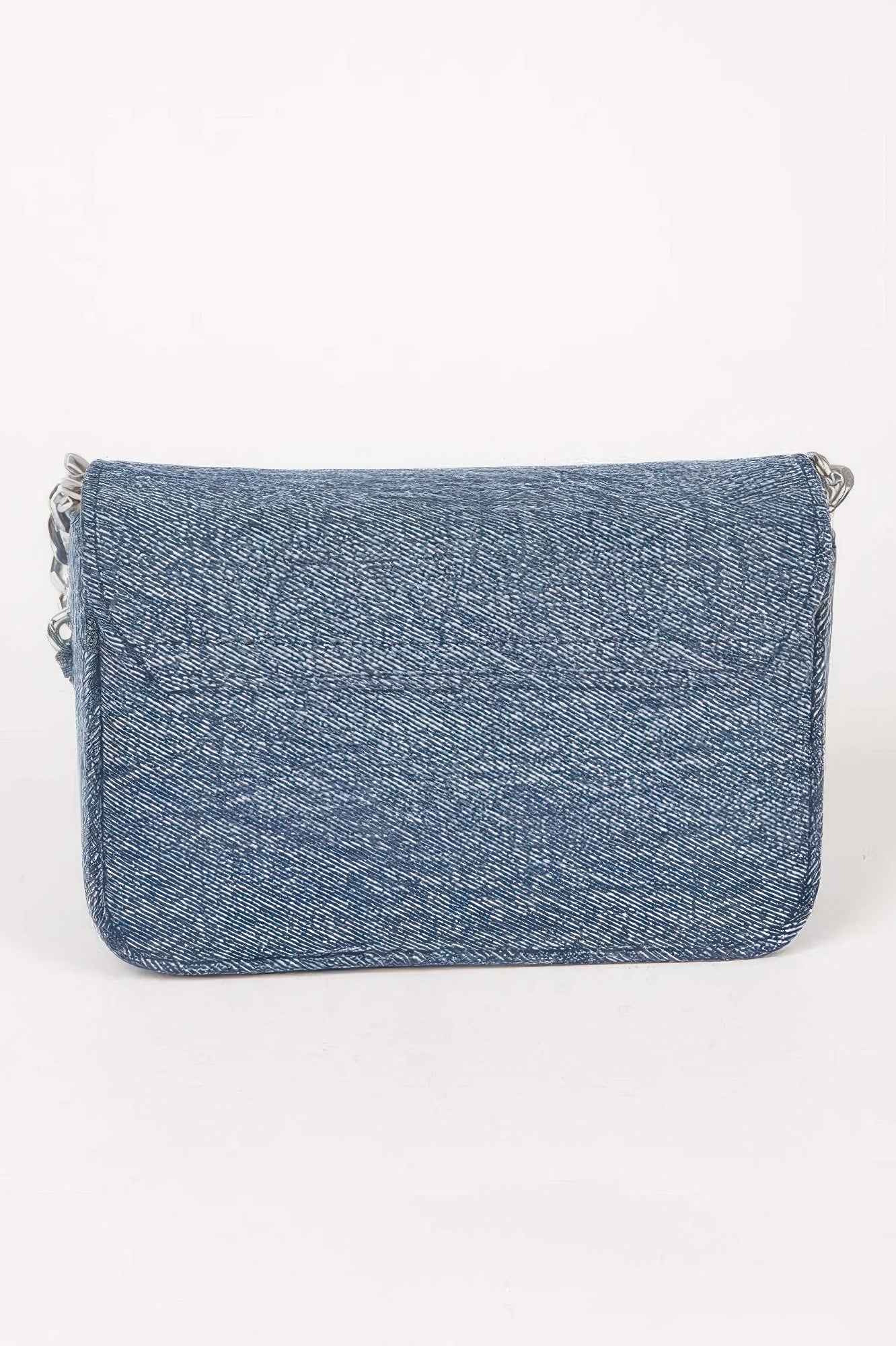 Denim Chain Flap Shoulder Bag