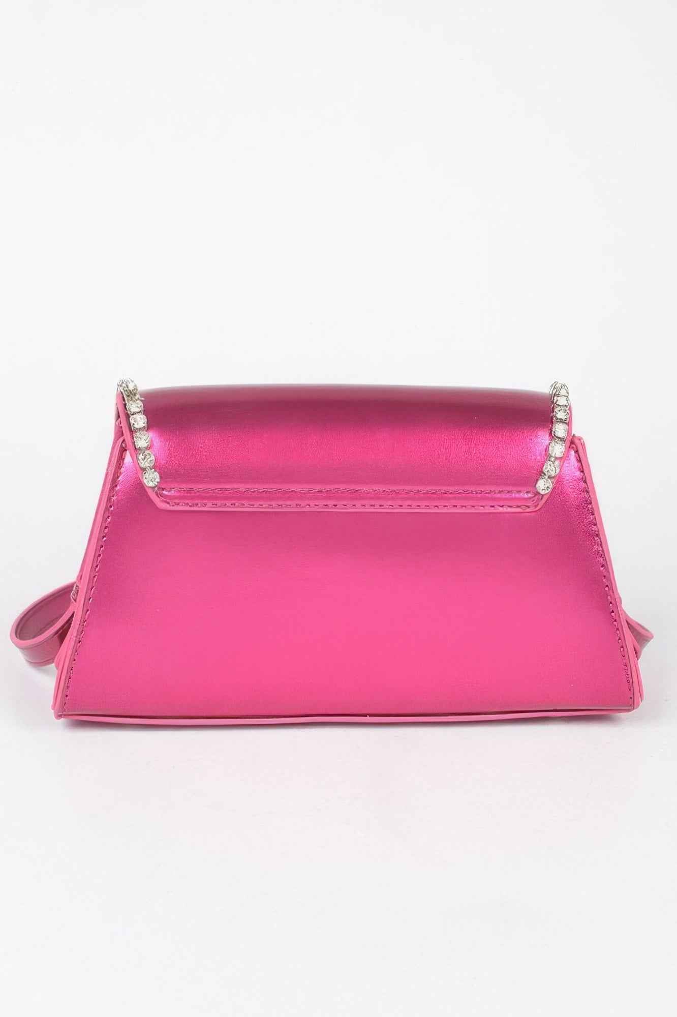 Metallic Pu Flap Bag W/rhinestone