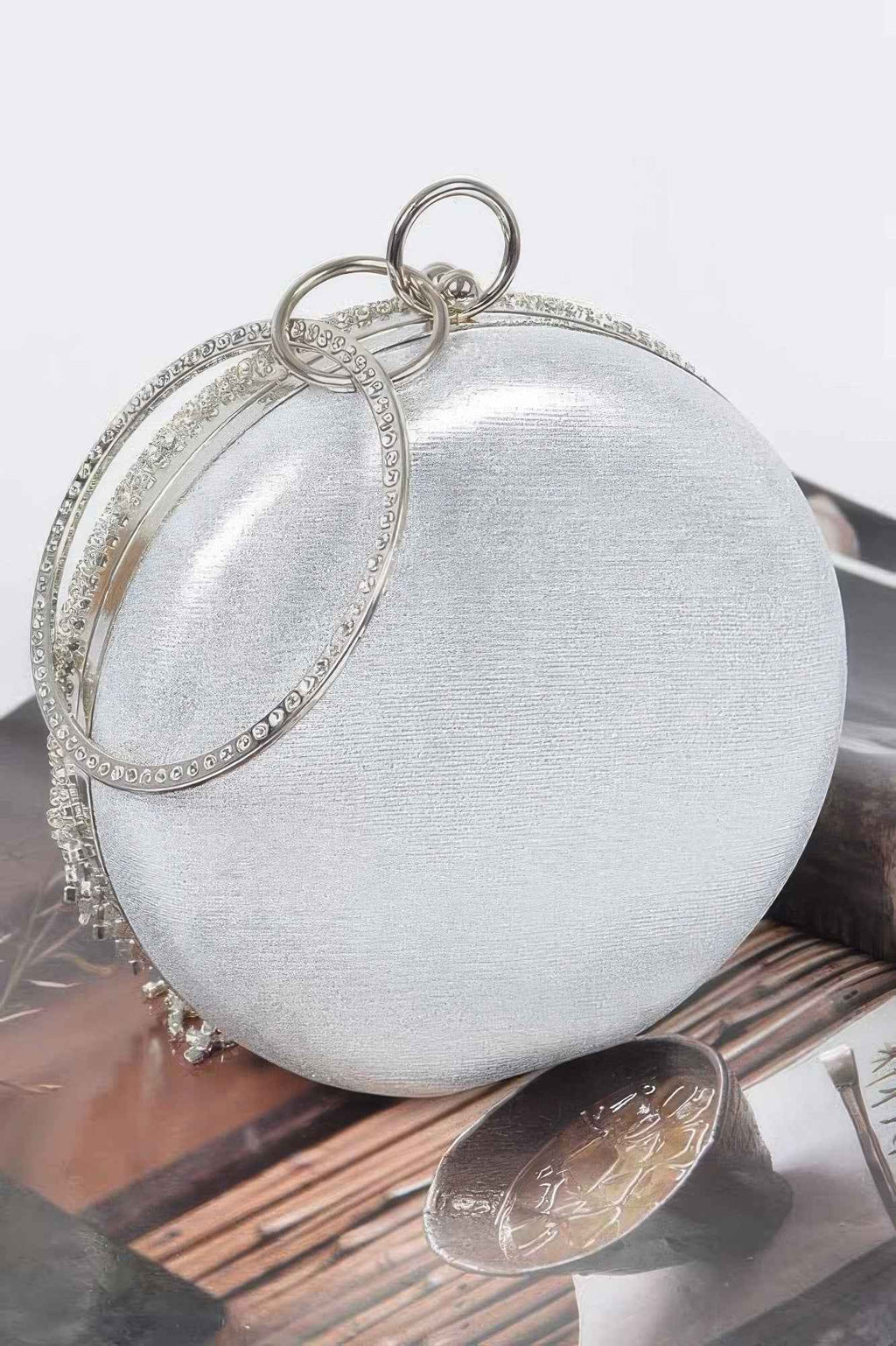 Rhinestone Fringe Round Party Bag