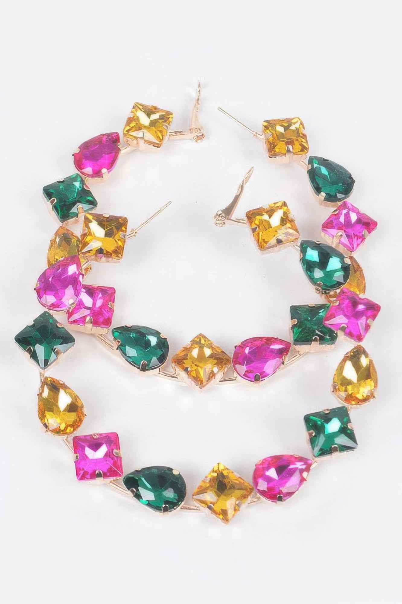 Multi Rhinestone Hoop Earrings