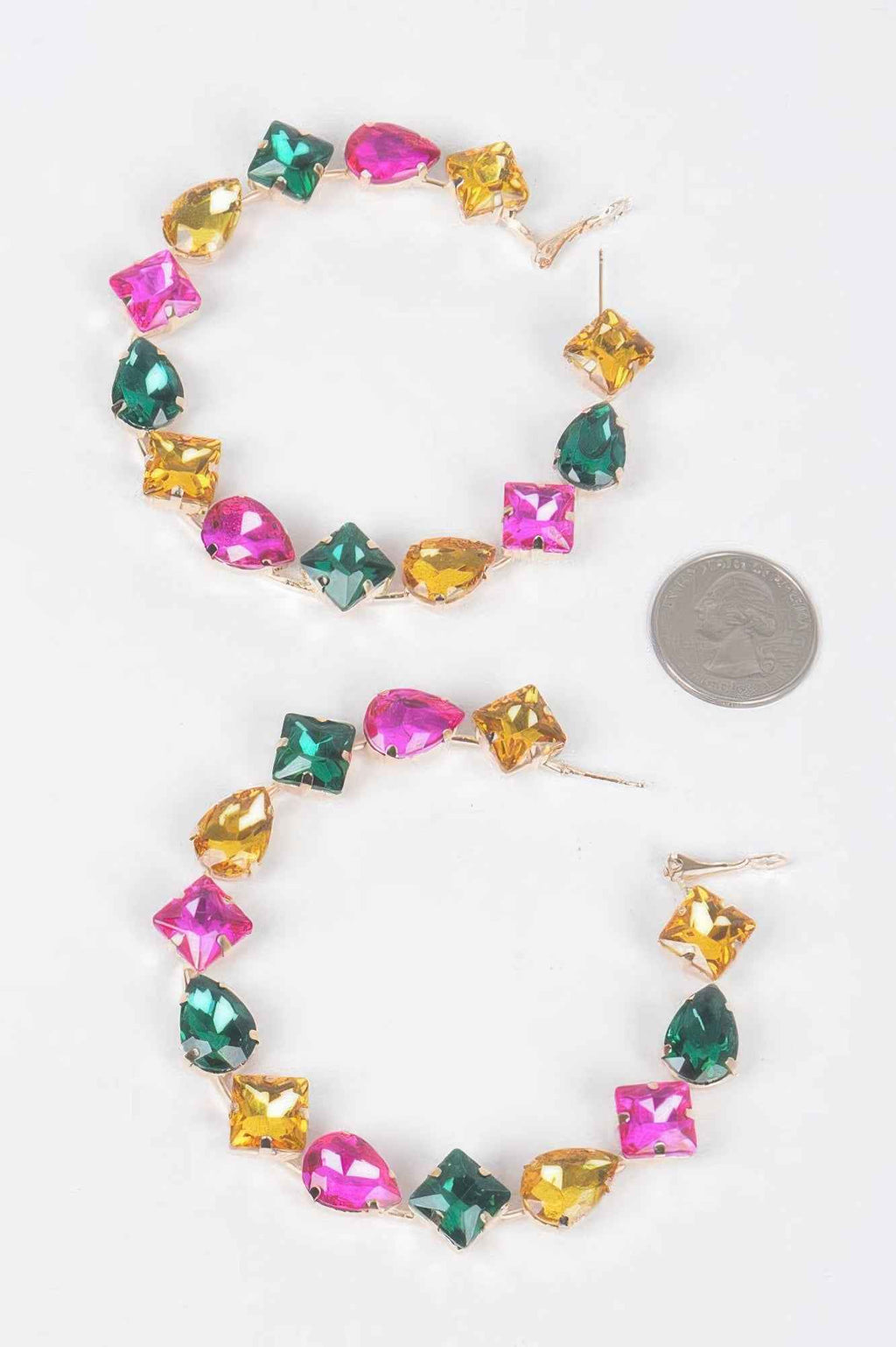 Multi Rhinestone Hoop Earrings