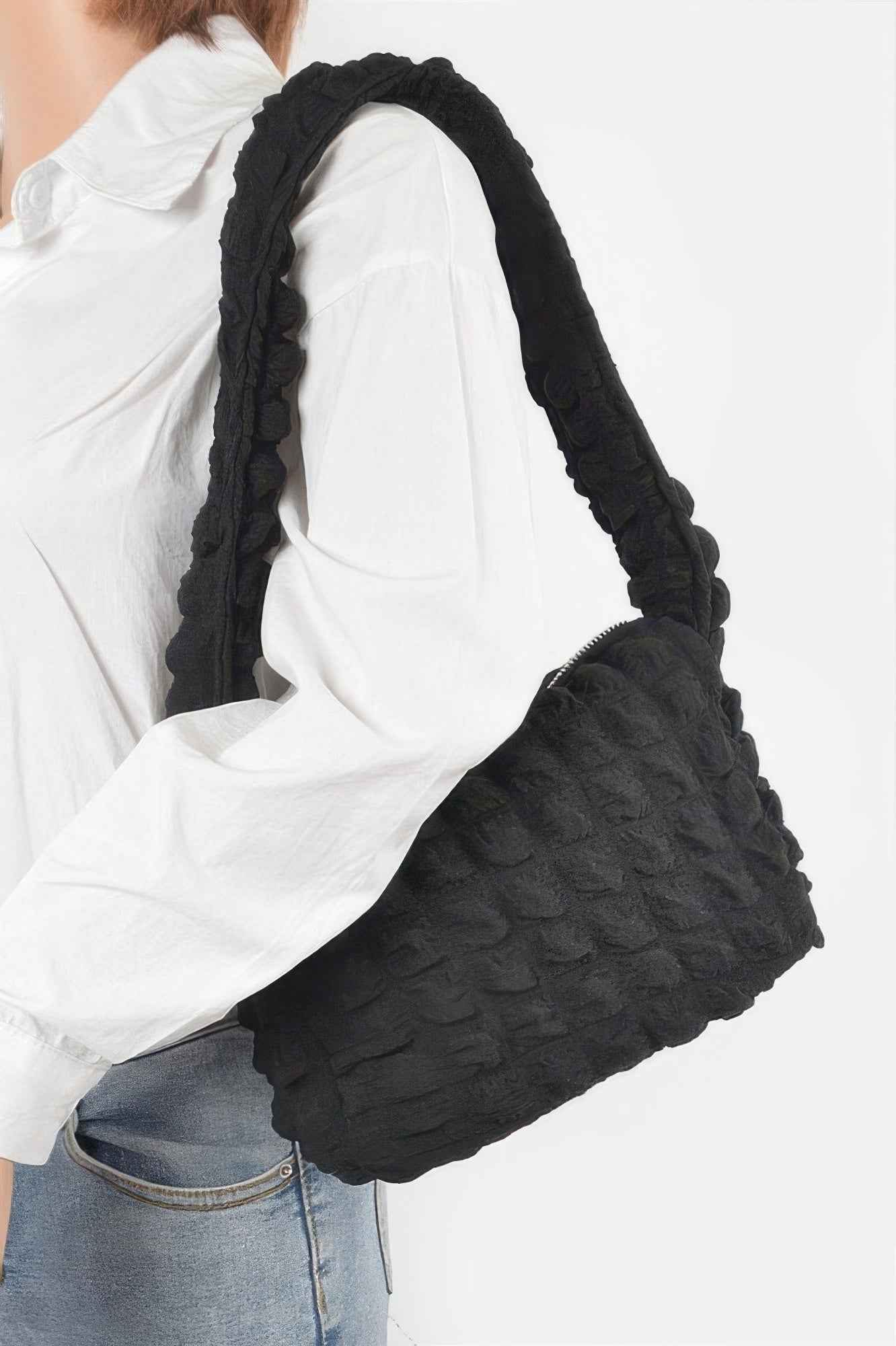 Embossed Cotton Shoulder Bag