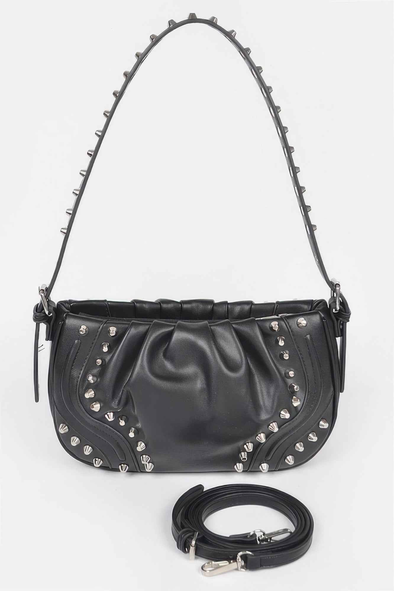 Faux Leather Stud Shoulder Bag