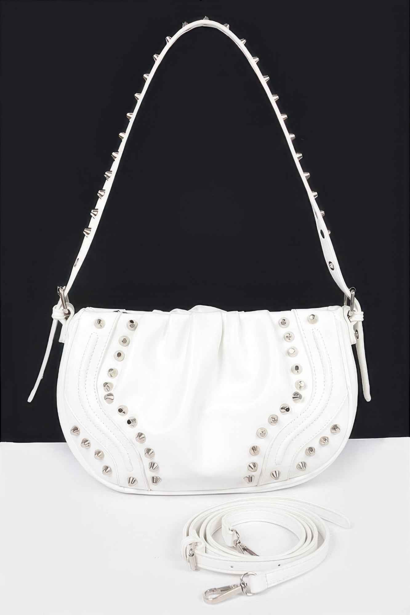 Faux Leather Stud Shoulder Bag