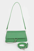Faux Leather Chain Front Crossbody Bag