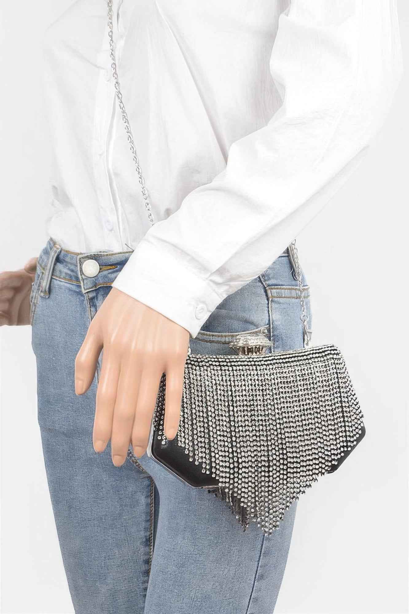 Rhinestone Fringe Party Cluth