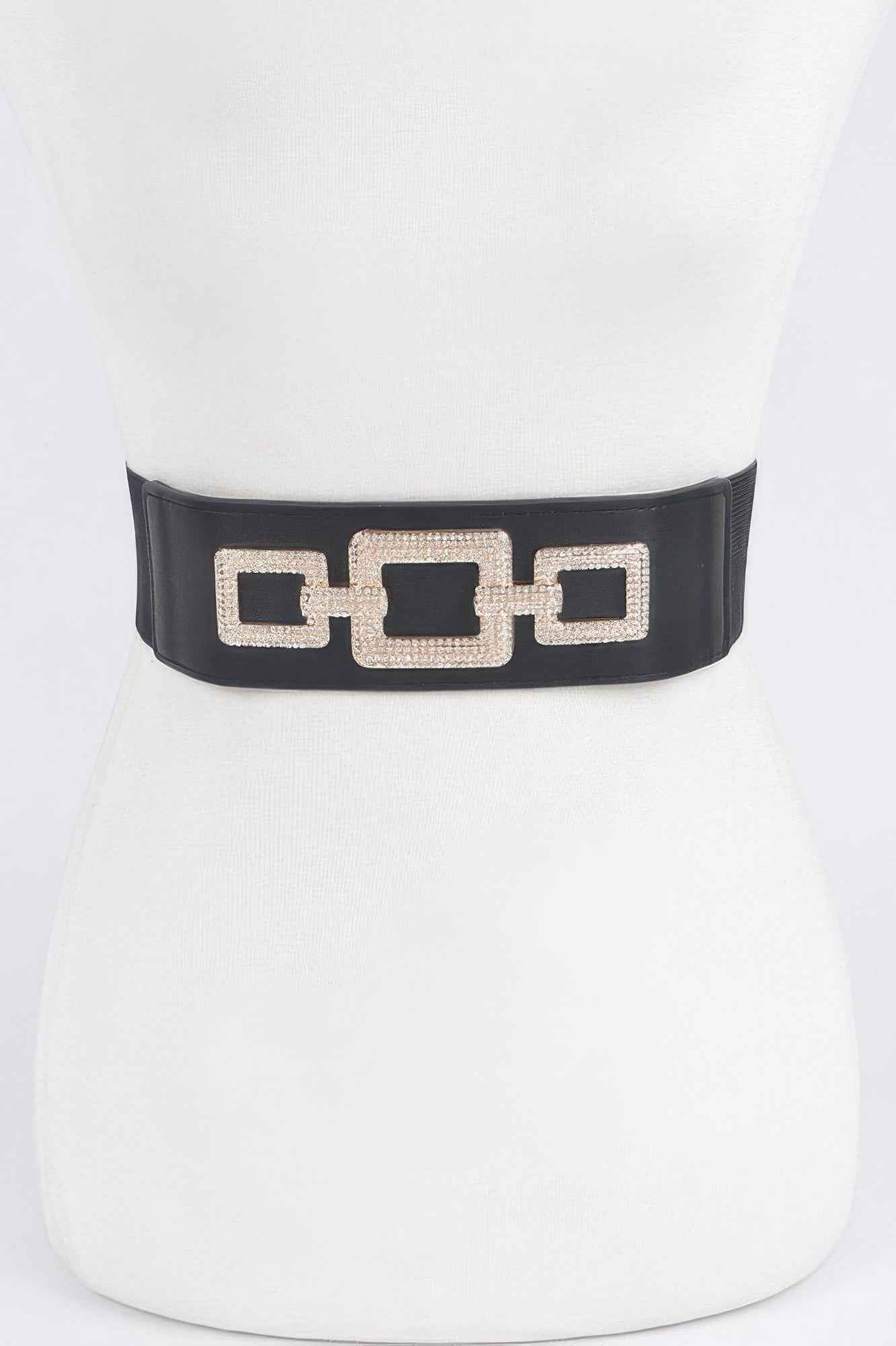 Rhinestone Link Plus Size Elastic Belt
