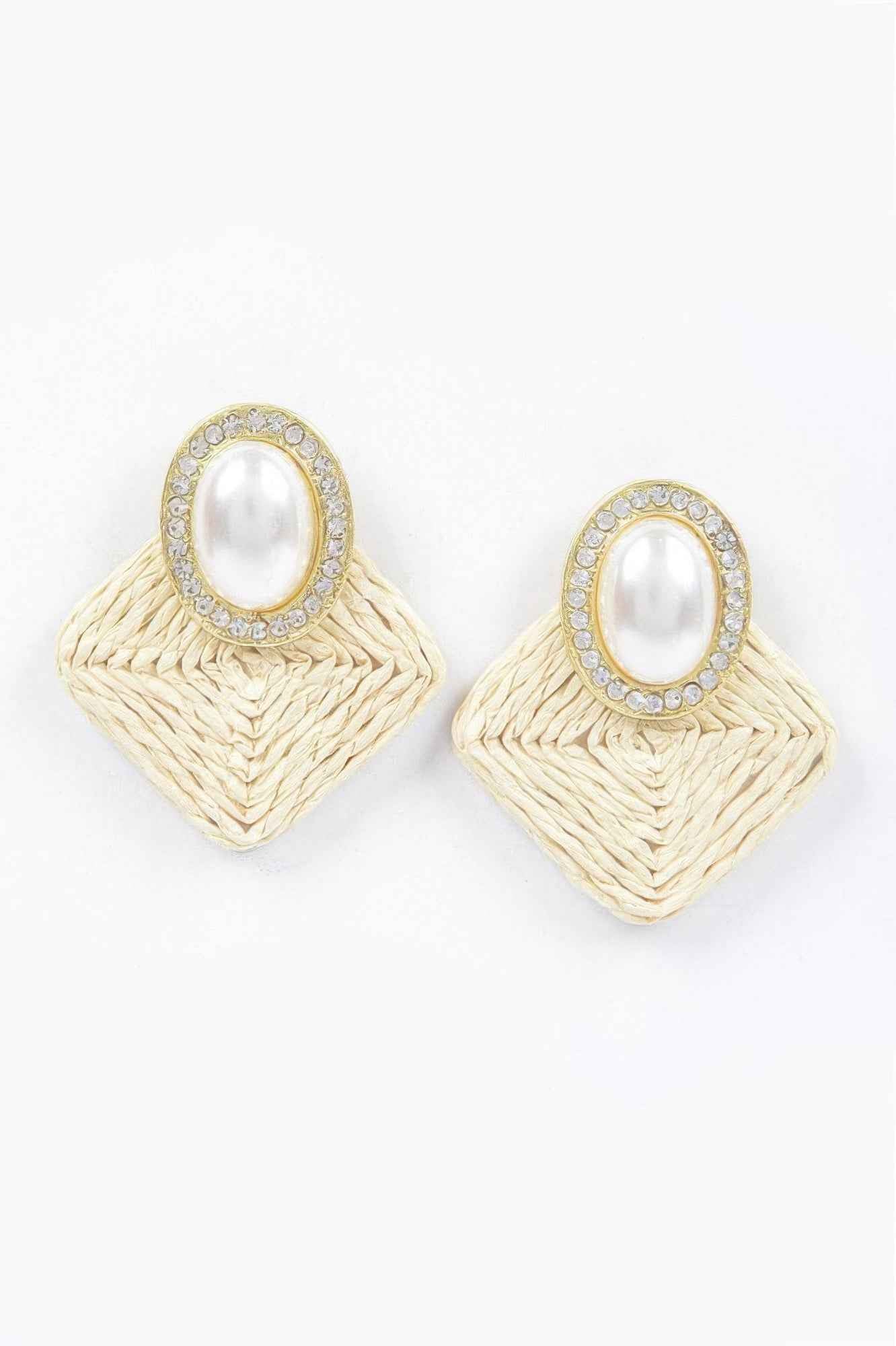 Faux Straw Pearl Earring