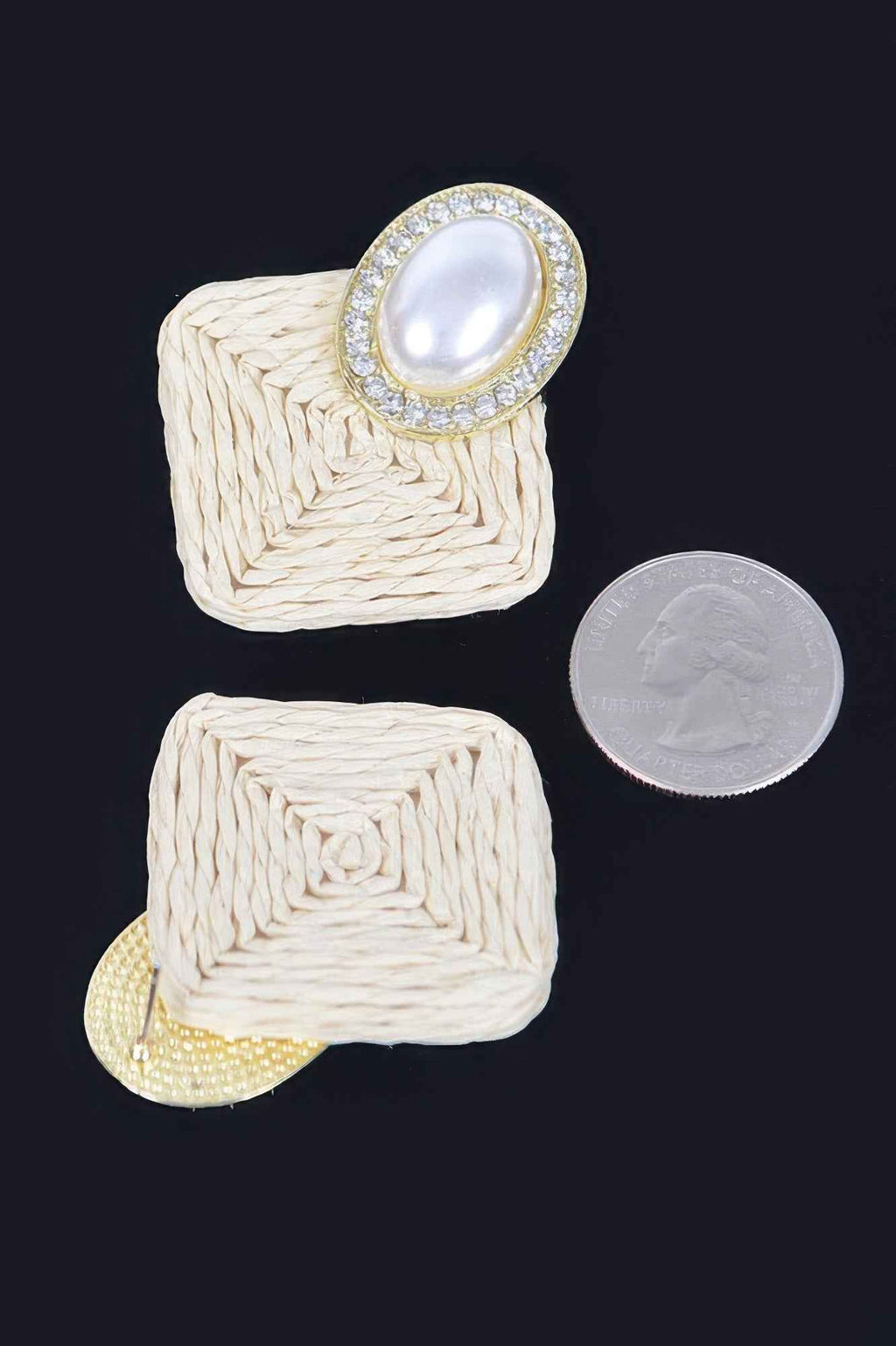 Faux Straw Pearl Earring