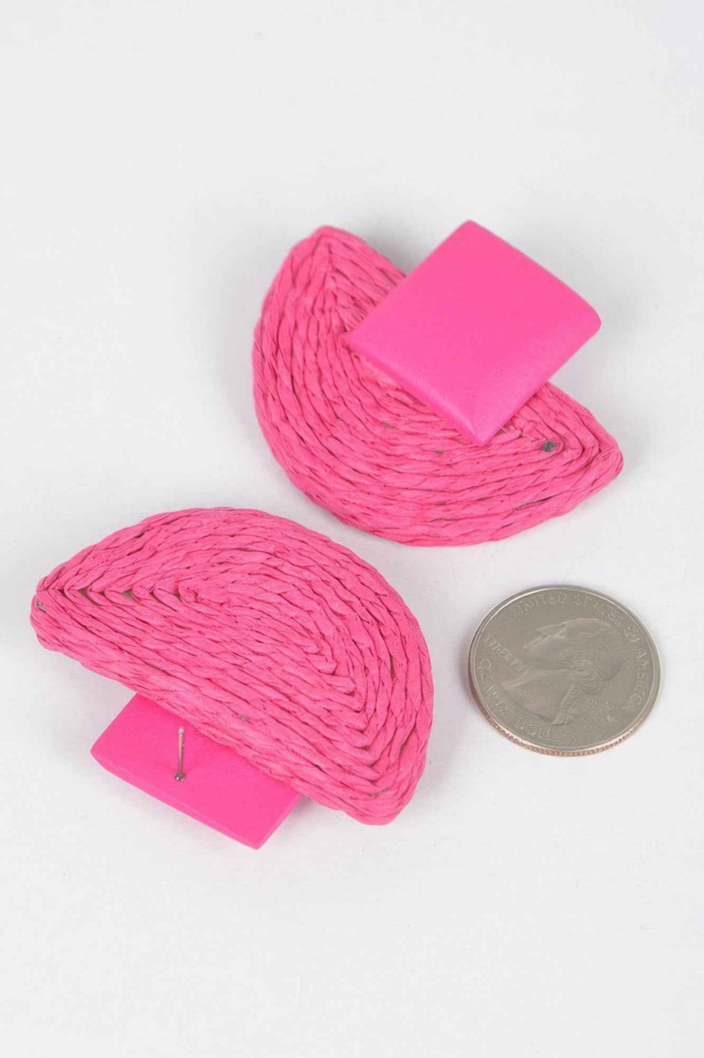 Faux Half Moon Straw Earring