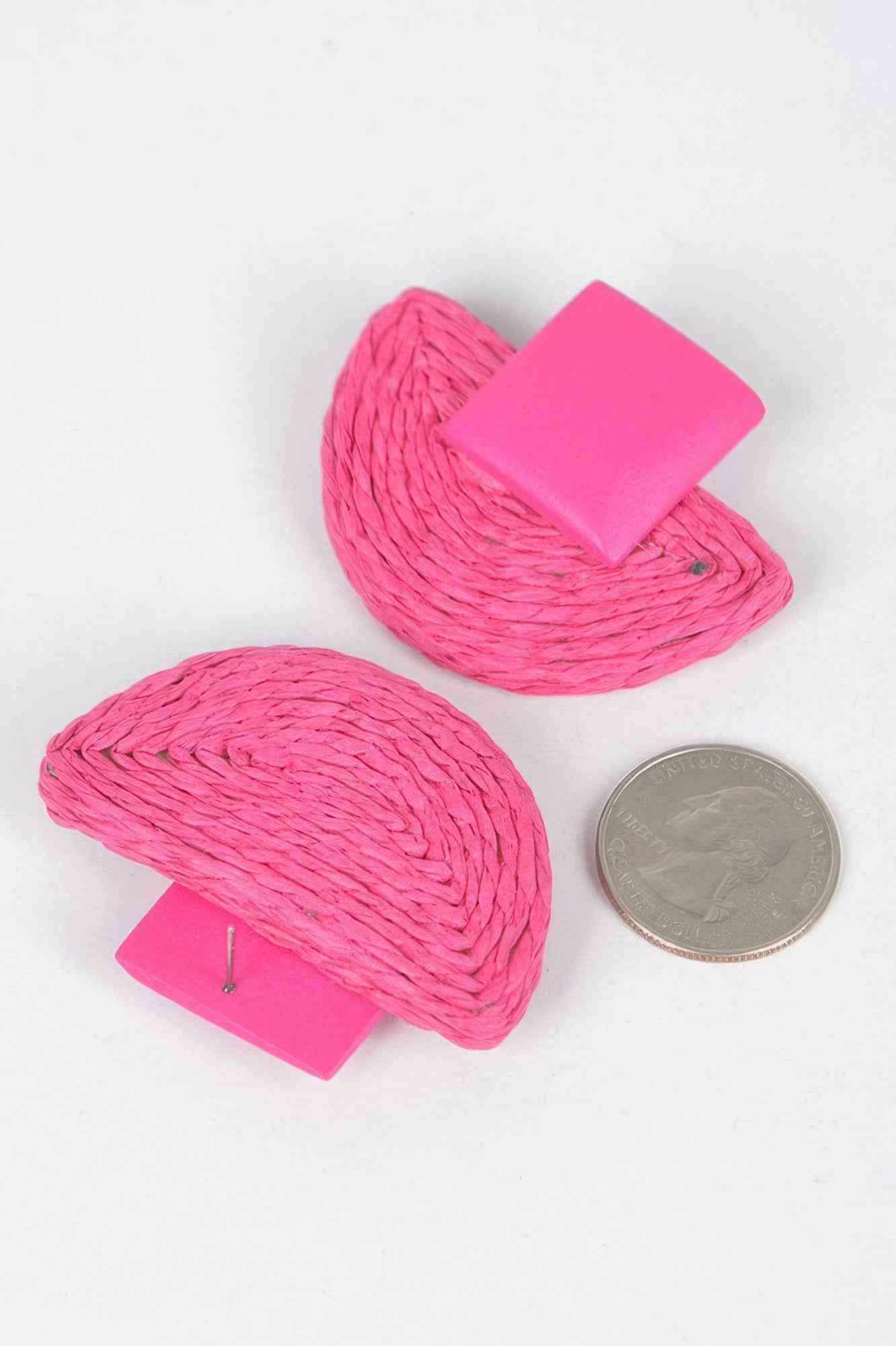 Faux Half Moon Straw Earring