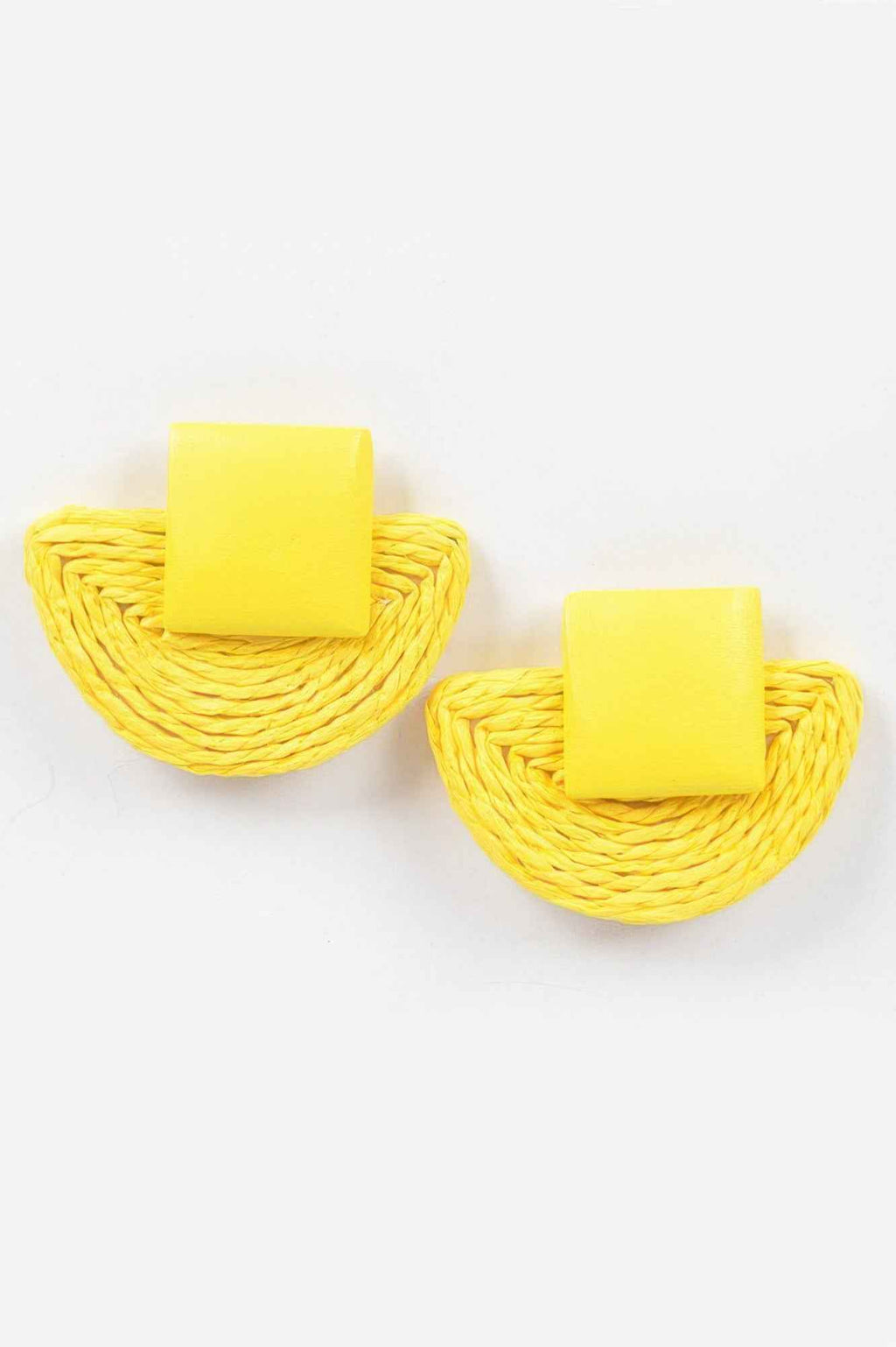 Faux Half Moon Straw Earring