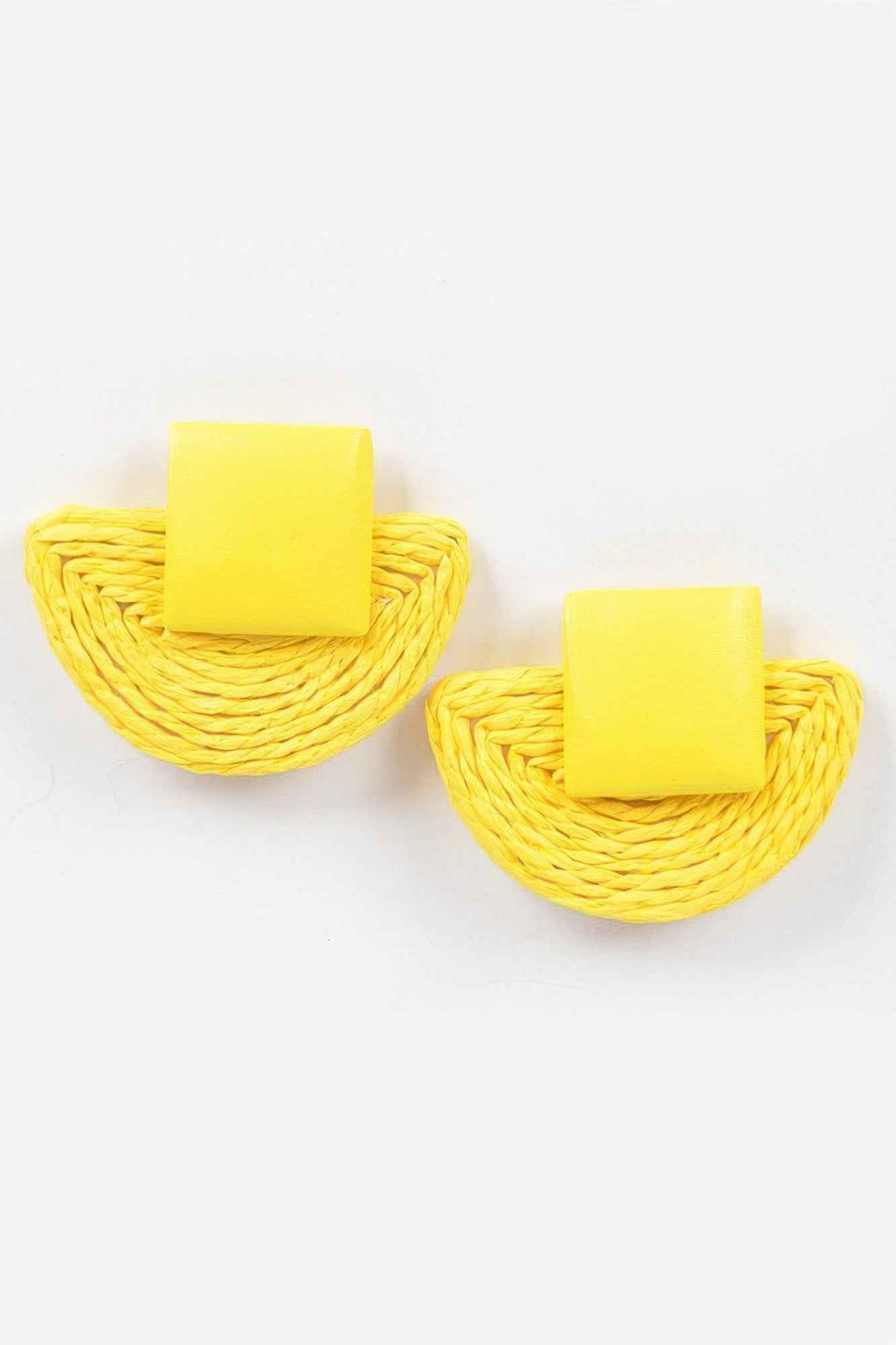 Faux Half Moon Straw Earring