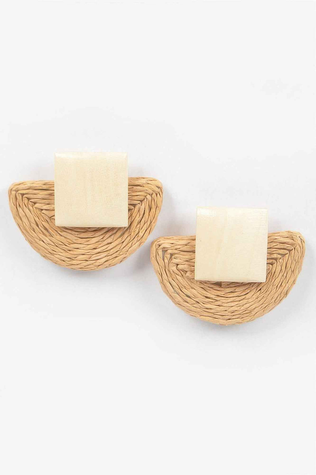 Faux Half Moon Straw Earring