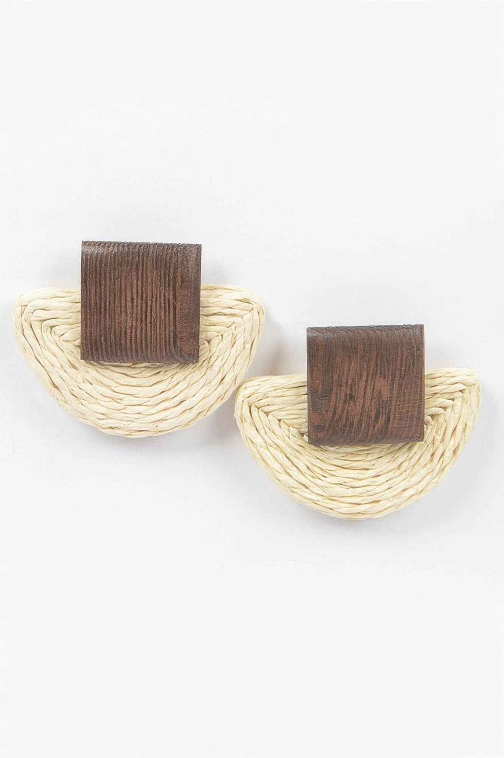 Faux Half Moon Straw Earring