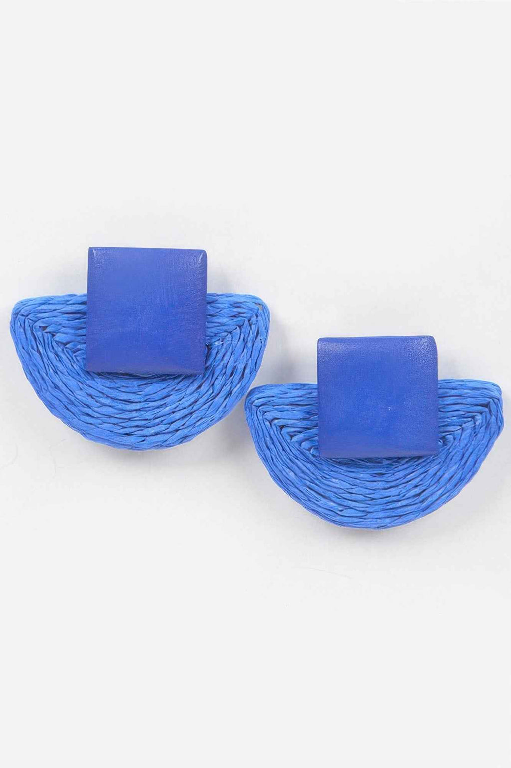 Faux Half Moon Straw Earring