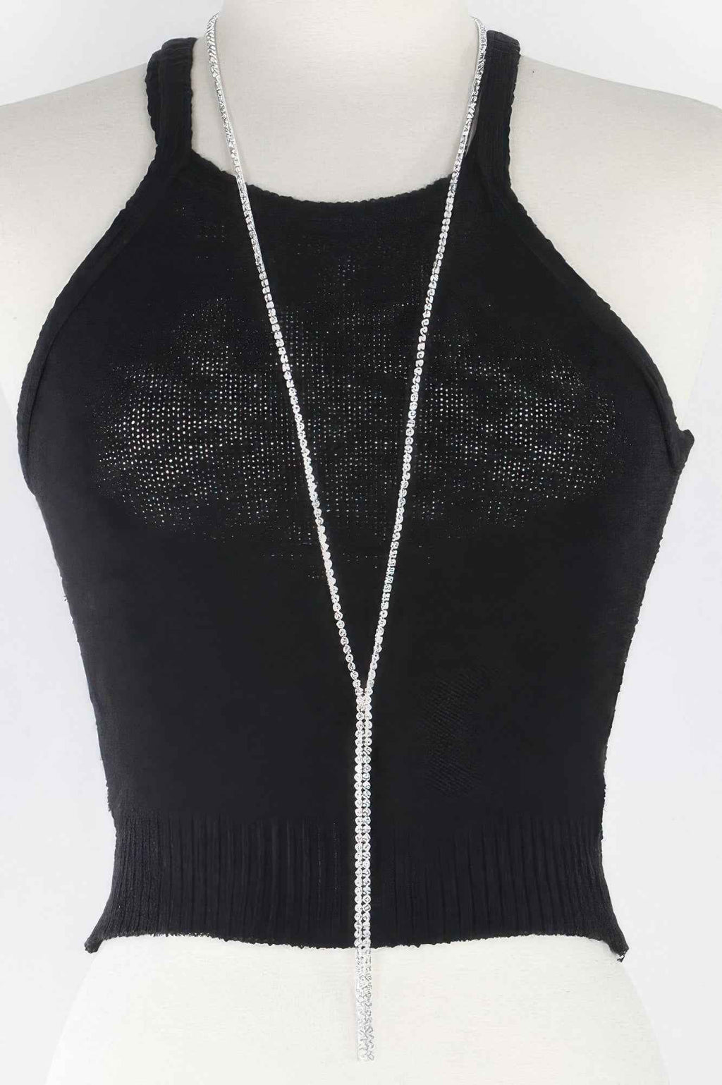 Ultra Long Rhinestone Drop Necklace