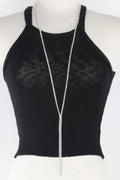 Ultra Long Rhinestone Drop Necklace