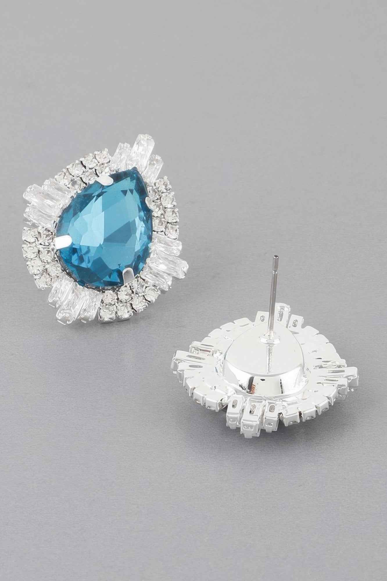Jeweled Teardrop Crystal Stud Earrings