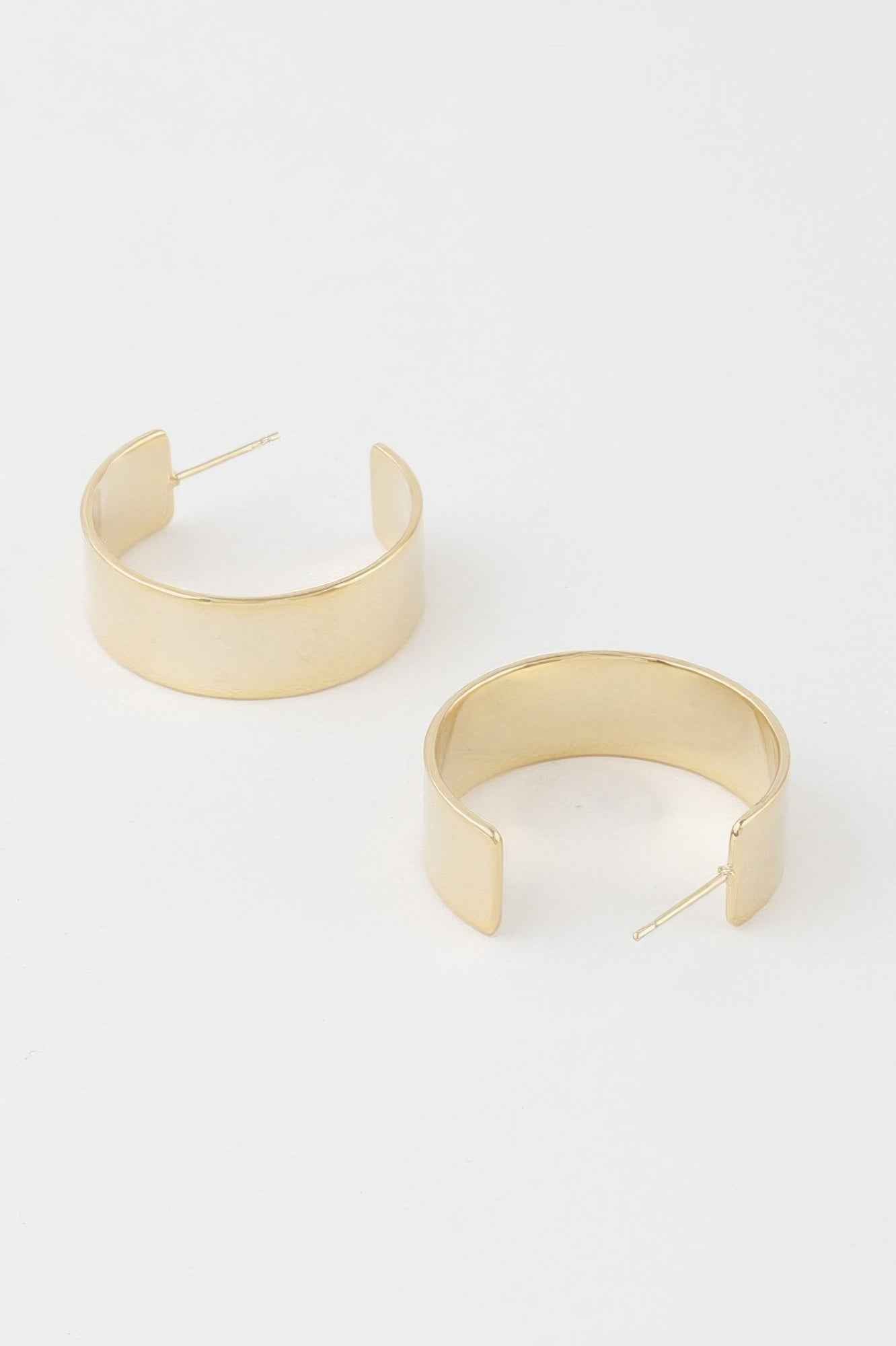 Shiny Flat Hoop Earrings