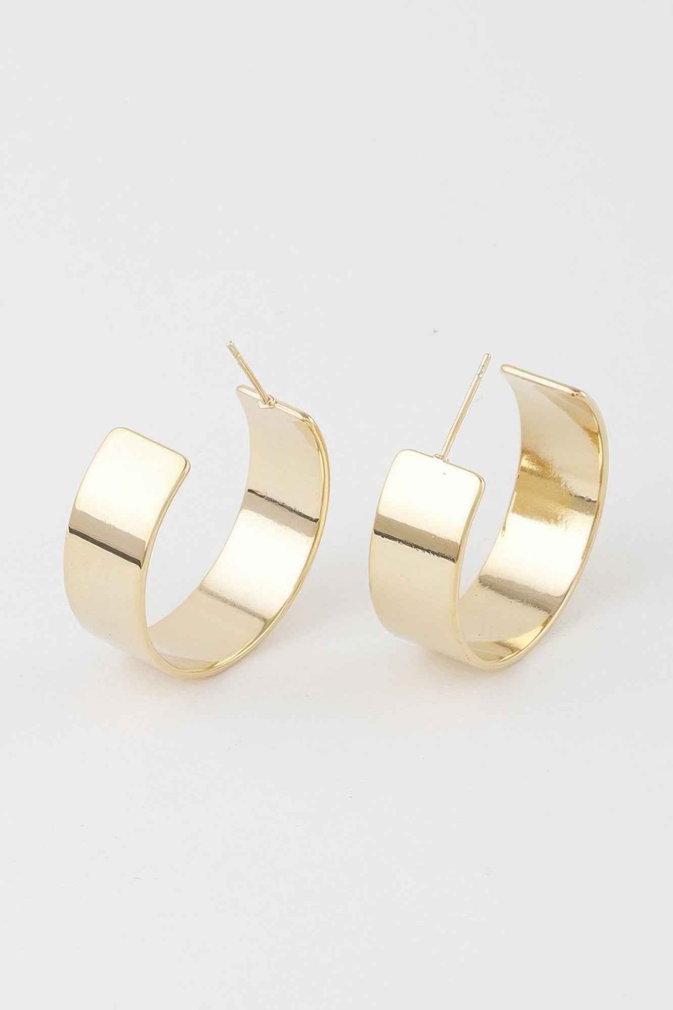 Shiny Flat Hoop Earrings