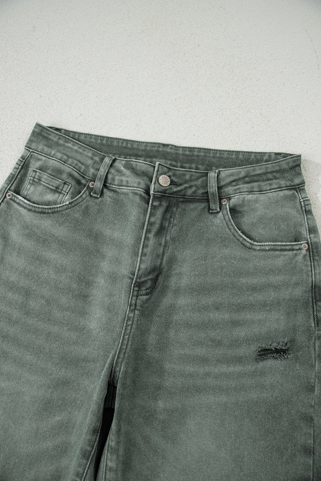 Four Leaf Clover Slight Distressed Raw Edge Wide Leg Jeans