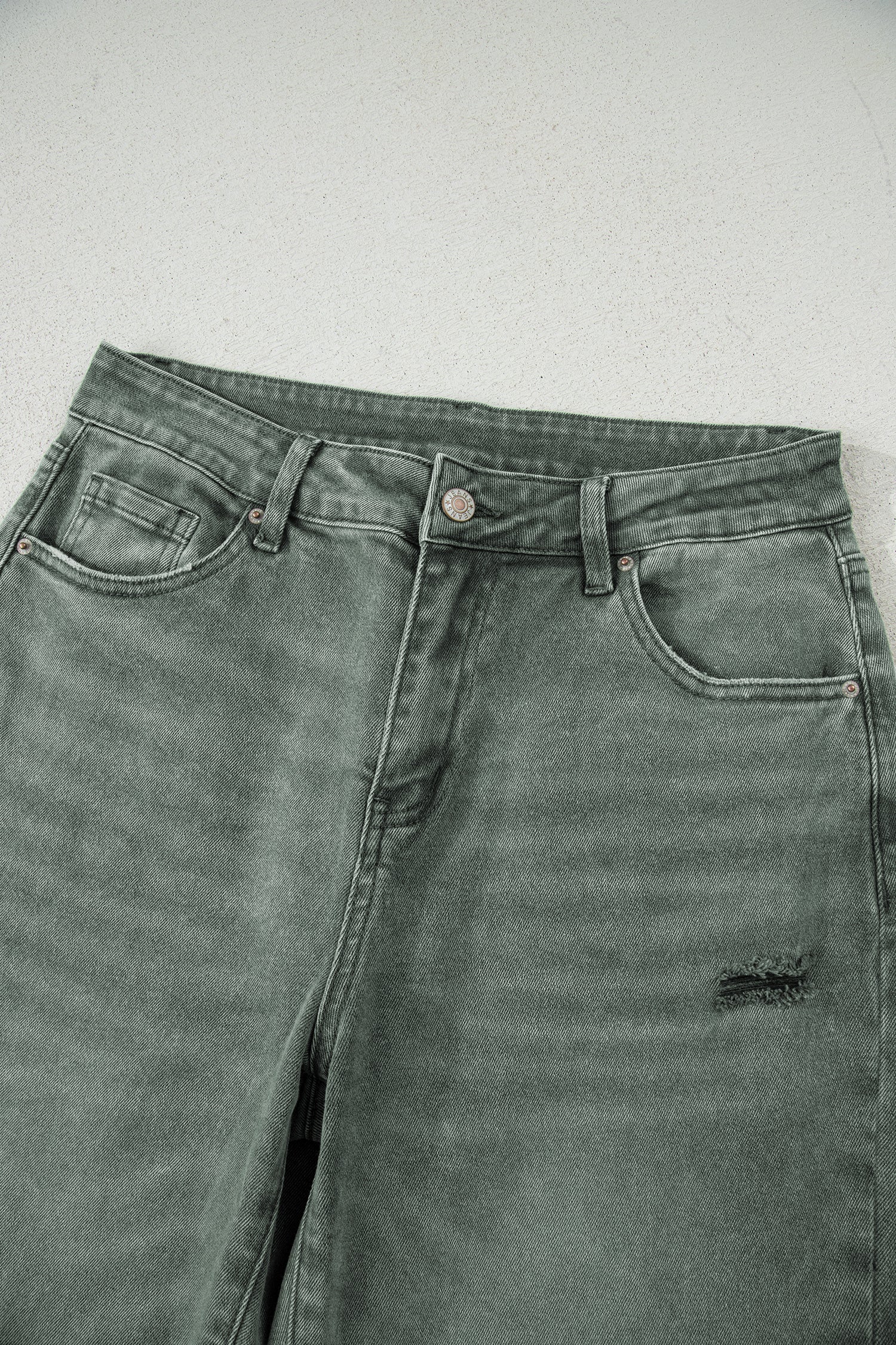 Four Leaf Clover Slight Distressed Raw Edge Wide Leg Jeans