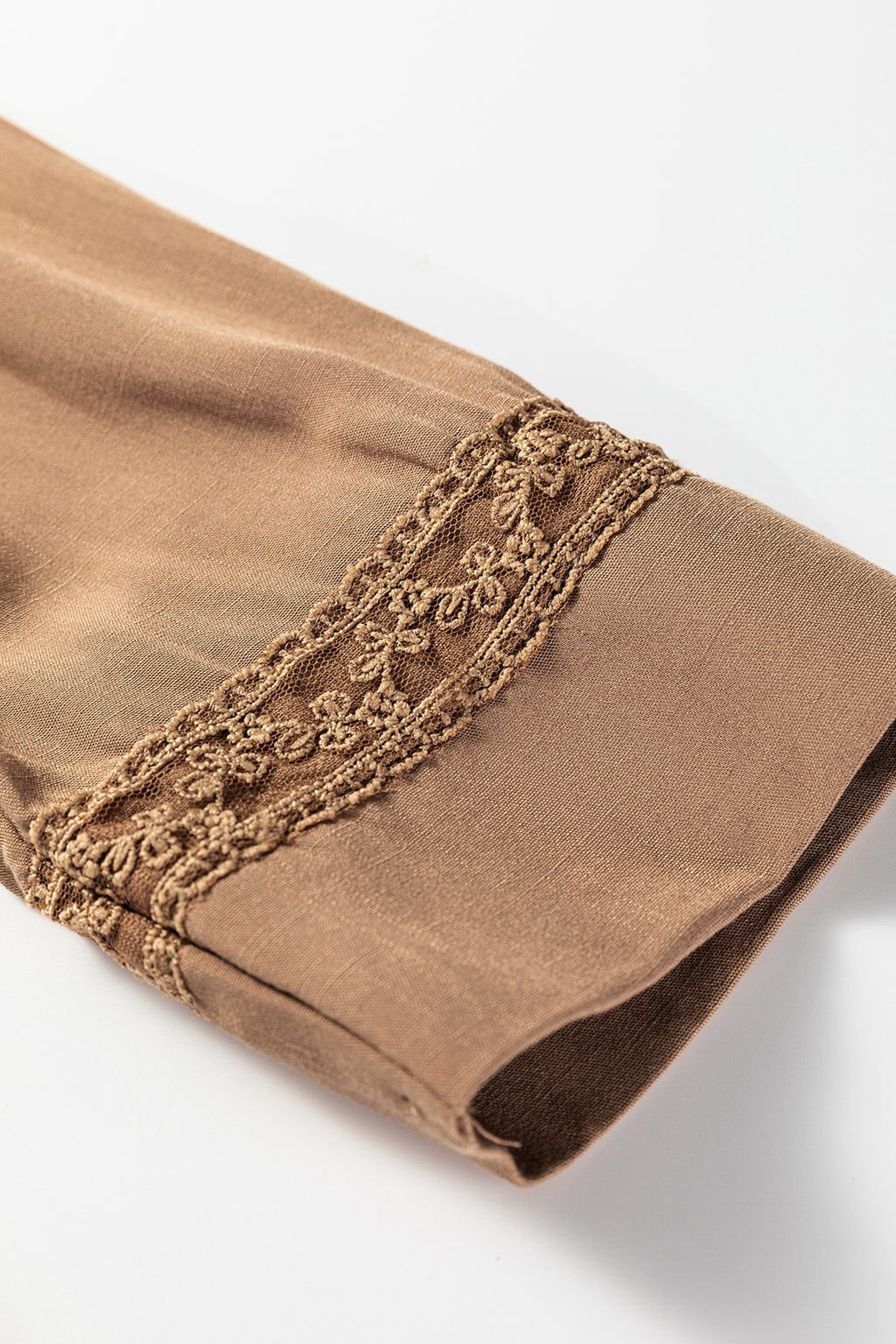 Straw Yellow Lace Trim Peter Pan Collar Long Sleeve Mini Shirt Dress Dear-Lover Dropshipping