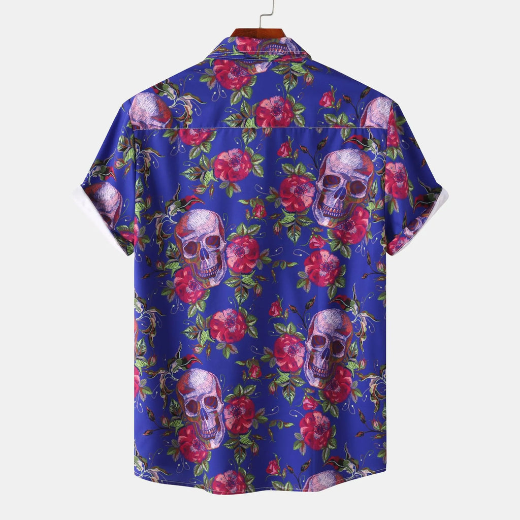 Men's Full Size Printed Short Sleeve Casual Shirt Plus Size.