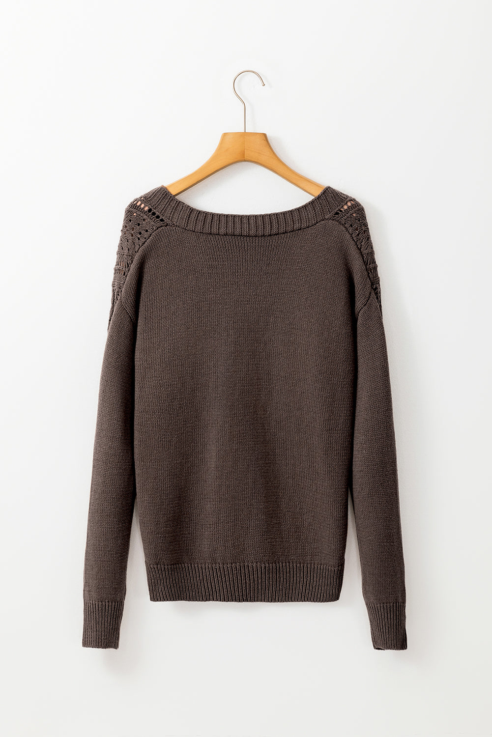 Dark Khaki Open Knit Drop Shoulder Sweater Cardigan Dear-Lover Dropshipping