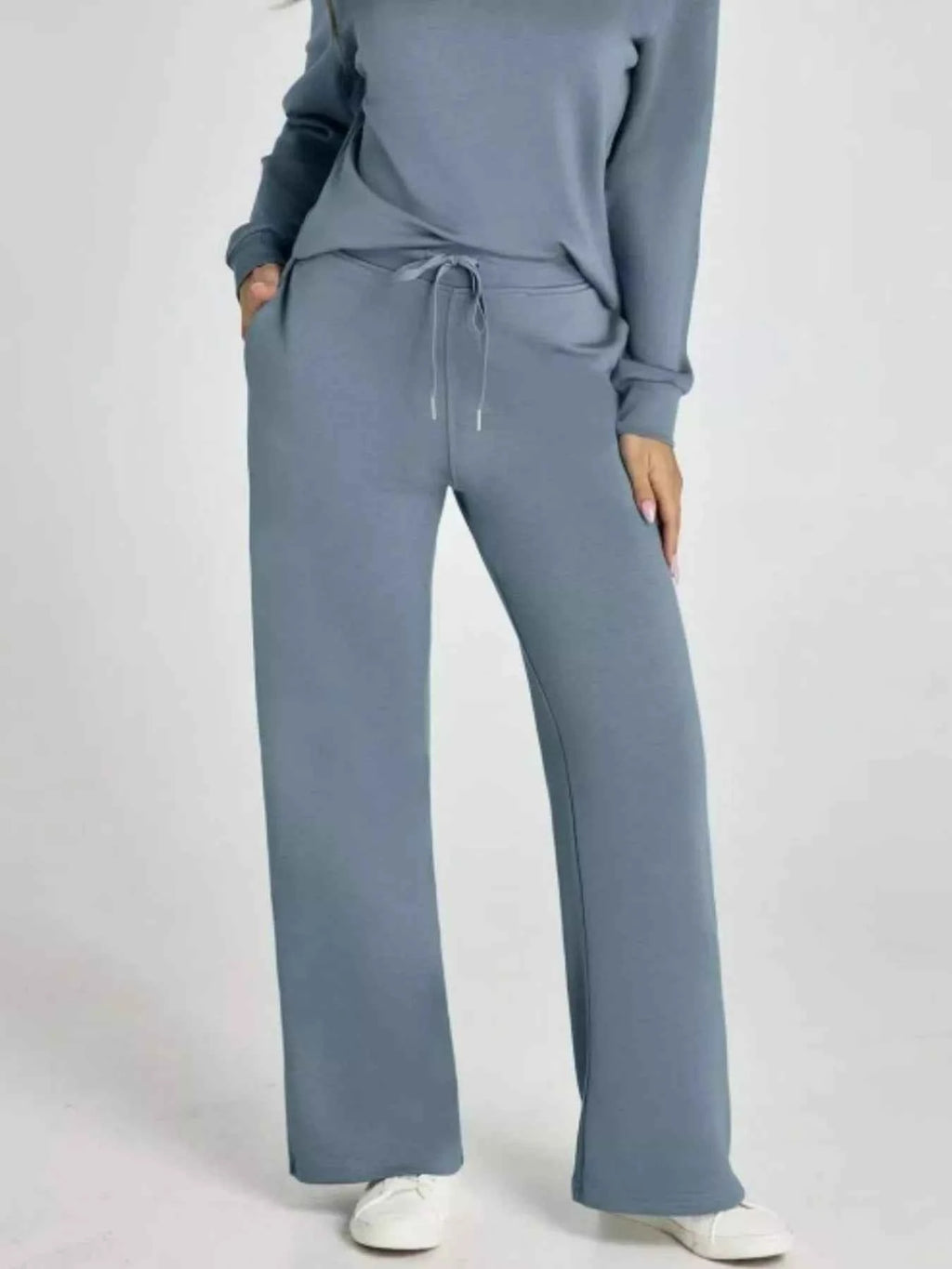 Full Size Johnny Collar Long Sleeve Top and Pants Plus Size