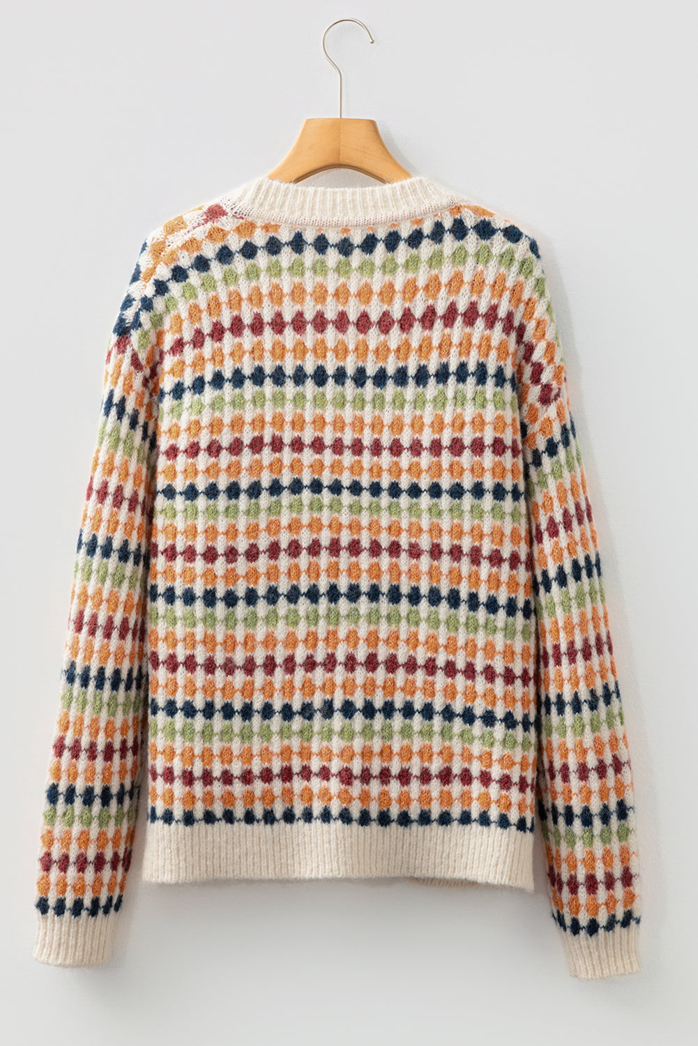Multicolour Dotty Pattern Knit Button Front V Neck Sweater Cardigan Dear-Lover Dropshipping