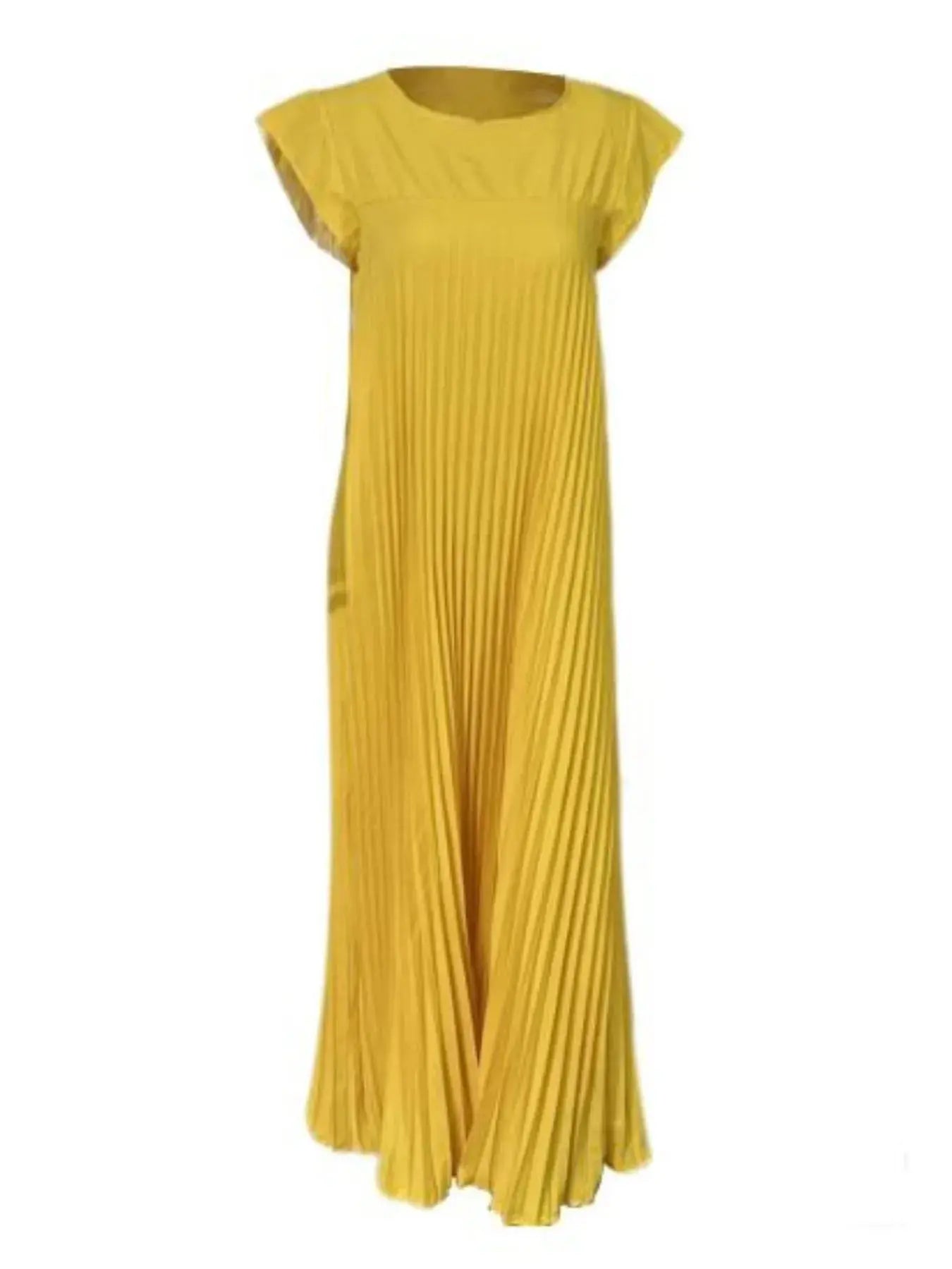 Full Size Pleated Round Neck Maxi Dress Plus Size.