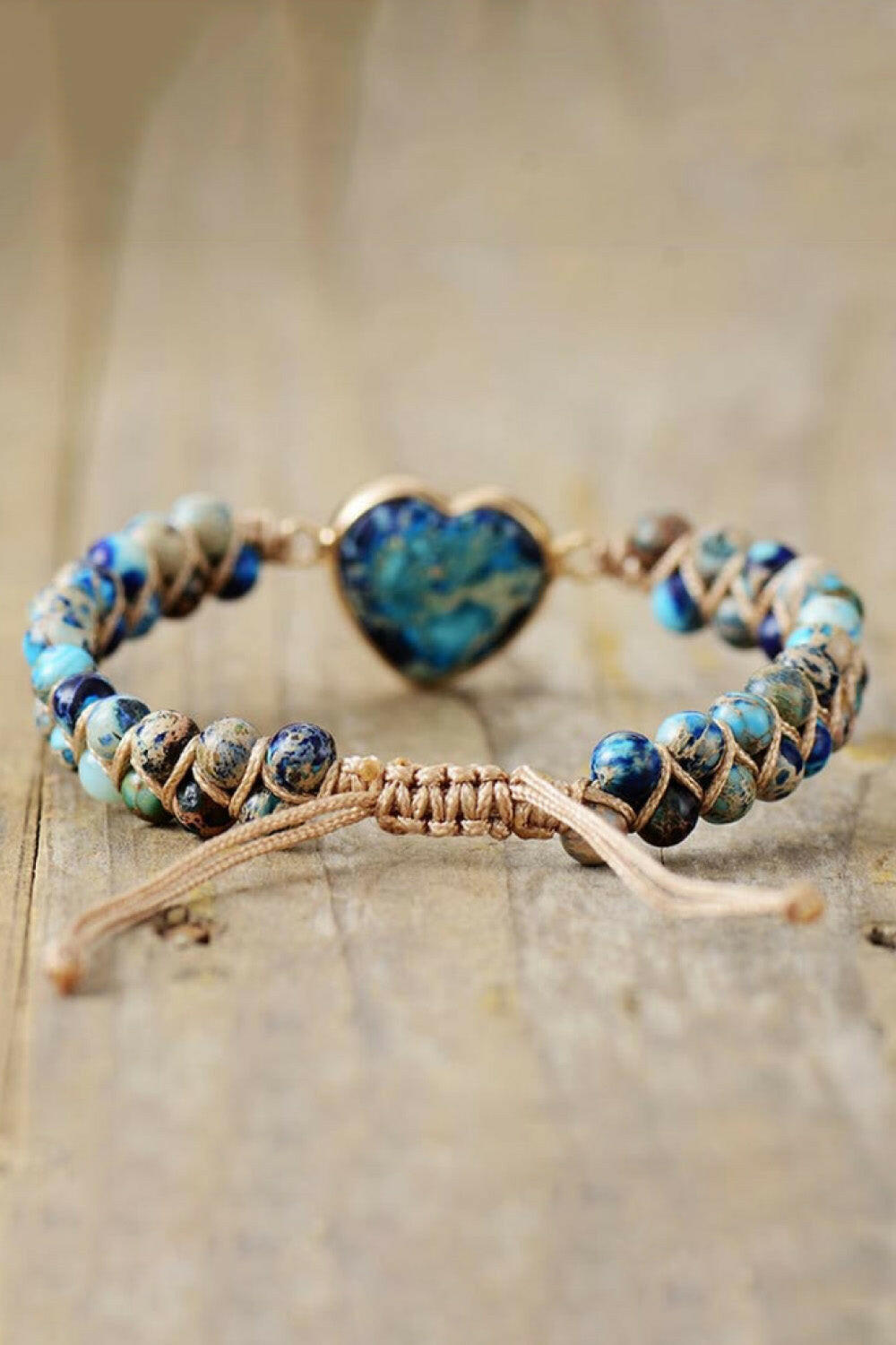 Handmade Heart Shape Natural Stone Bracelet.