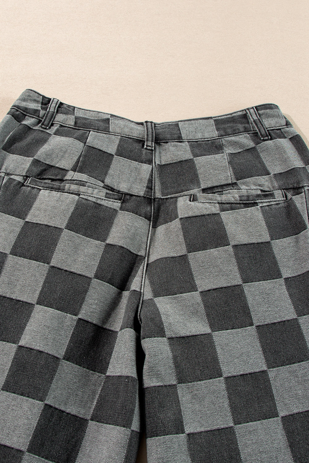 Dark Grey Checkered Denim Wide Leg Jeans Dear-Lover Dropshipping