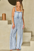 Beau Blue Light Wash Frayed Exposed Seam Wide Leg Denim Overall Dear-Lover Dropshipping