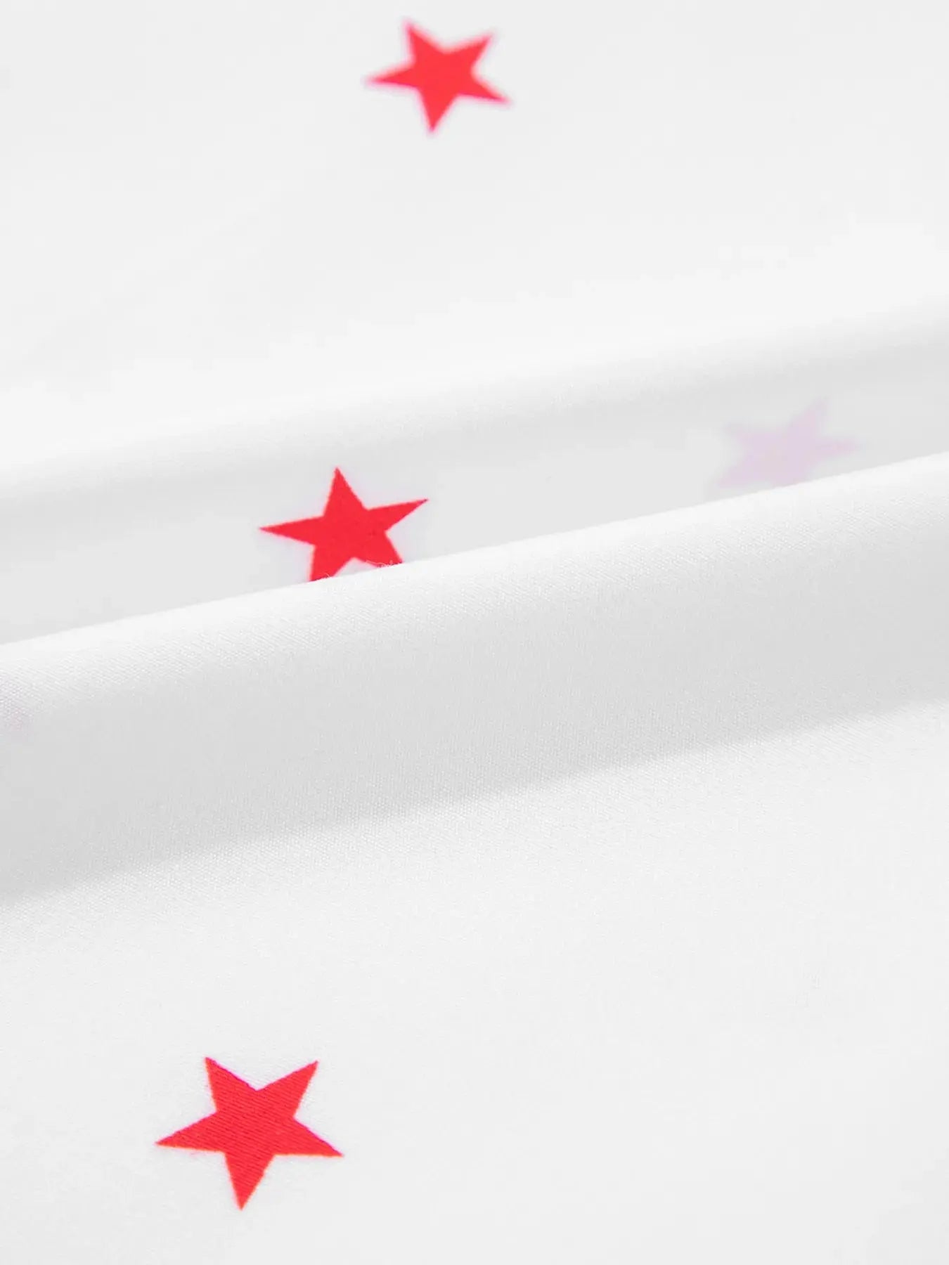 Star Print Puff Sleeve Button-Up Shirt.