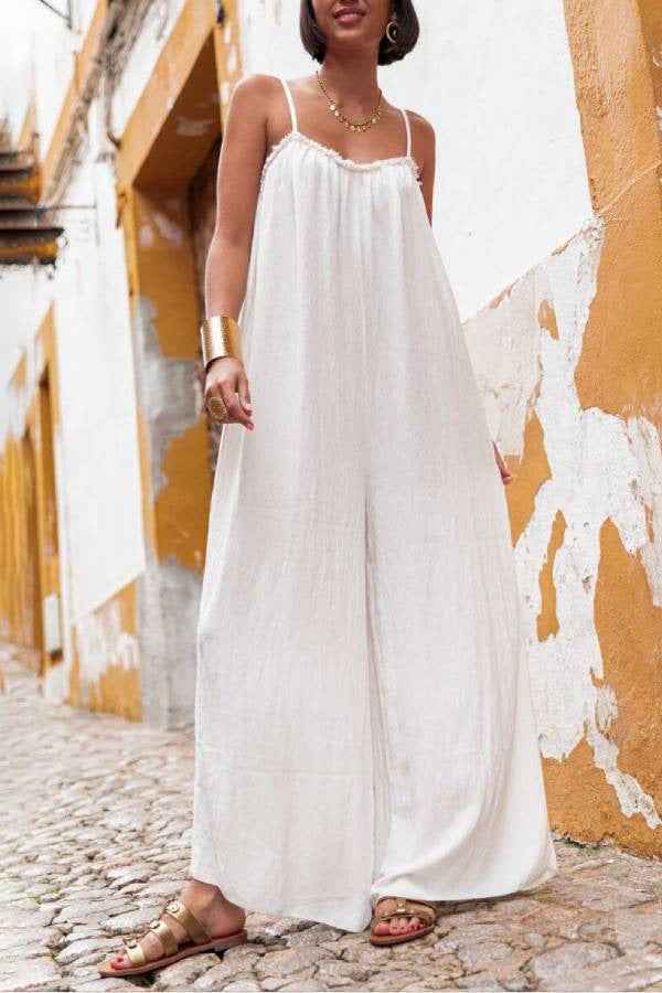 Plus-size Wide-leg Pants With A Cutout Back Womens Resort-style Casual Trousers