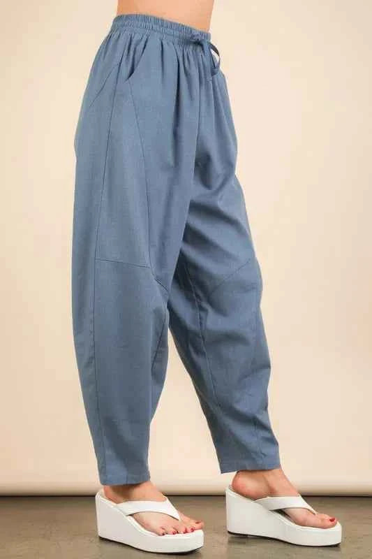 VERY J Solid Barrel Comfy Woven Pants