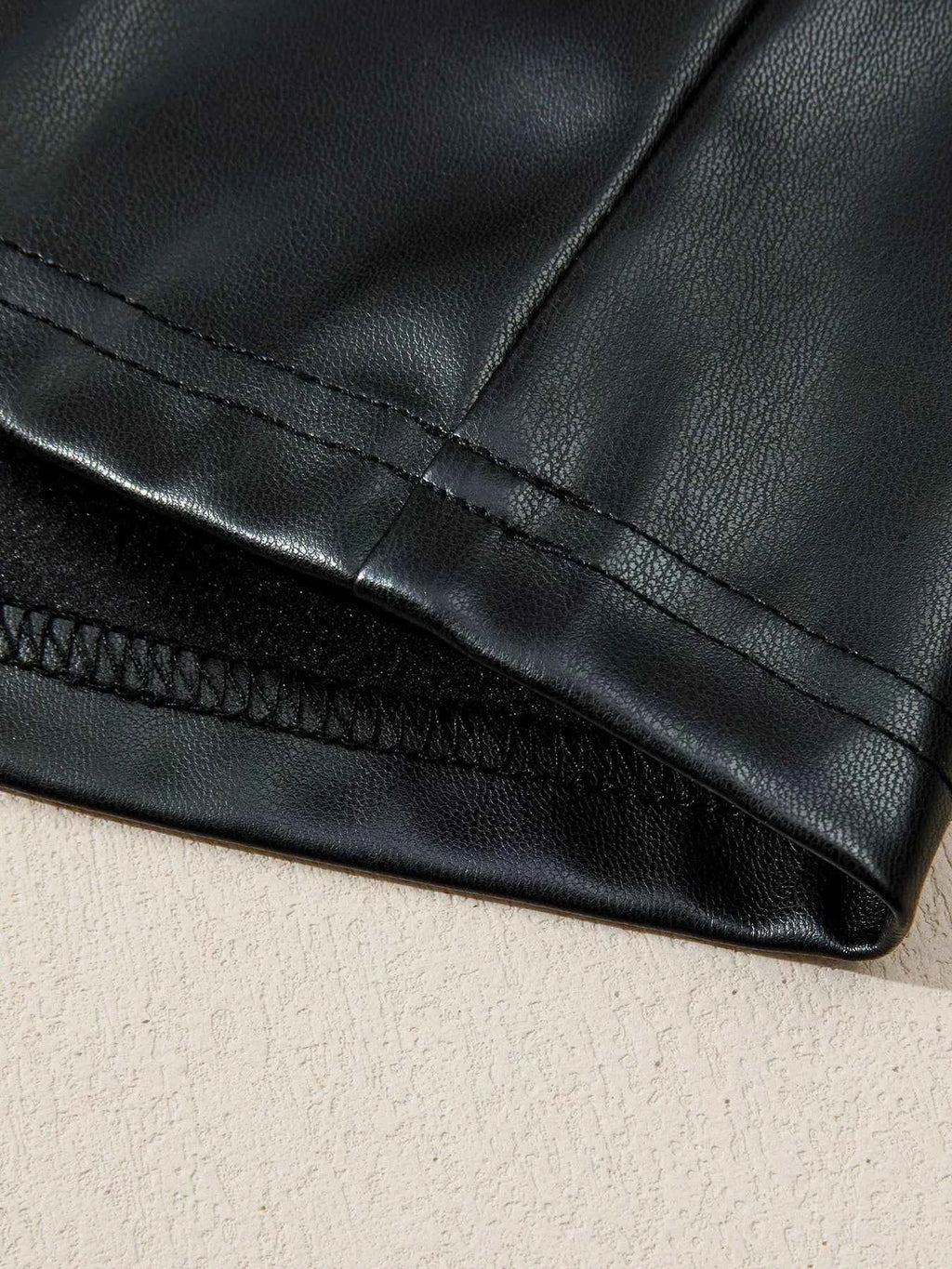 Faux Leather Ruffle Hem Sleeveless Mini Dress