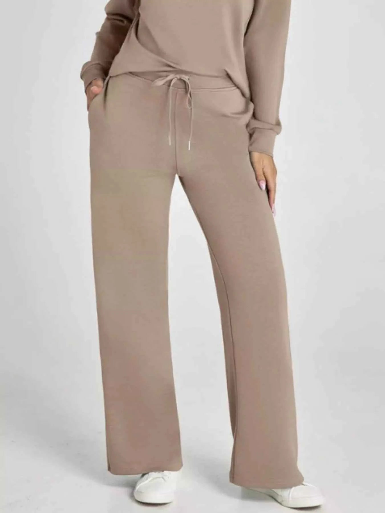 Full Size Johnny Collar Long Sleeve Top and Pants Plus Size