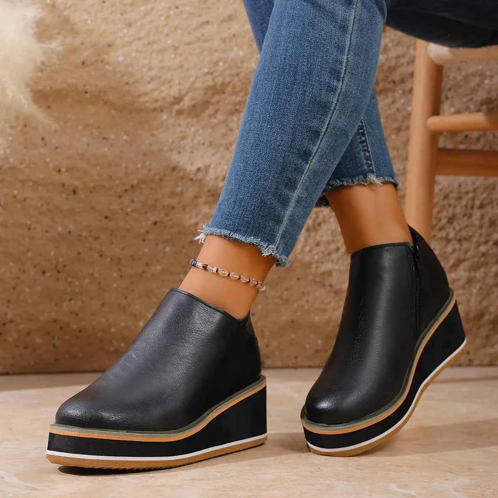 Wedge Ankle Boots with Zipper