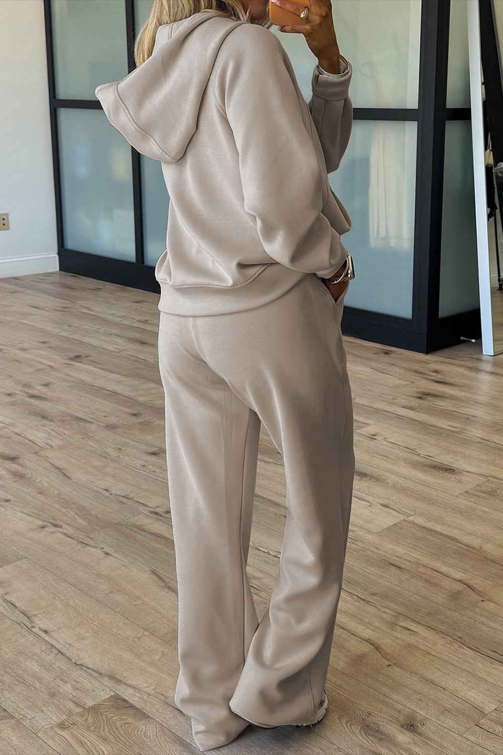 Jet Stream Half Zip Thumbhole Sleeve Hoodie Active Pants 2pcs Outfit