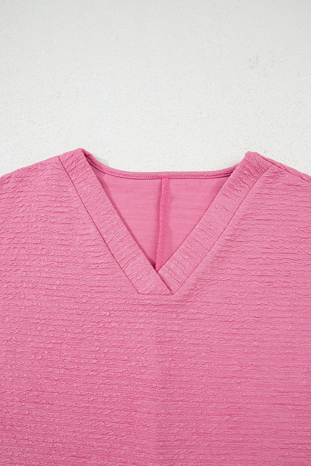 Pink Textured V Neck T Shirt and Shorts Set Dear-Lover Dropshipping