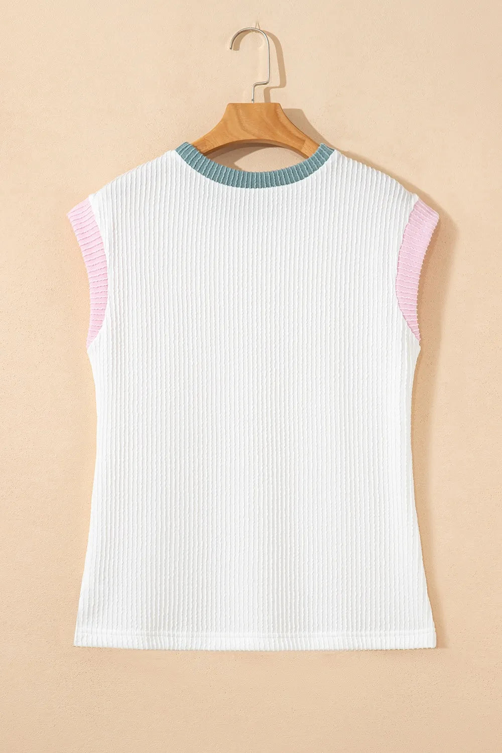 Contrast Trim Ribbed Knit Sleeveless Top.