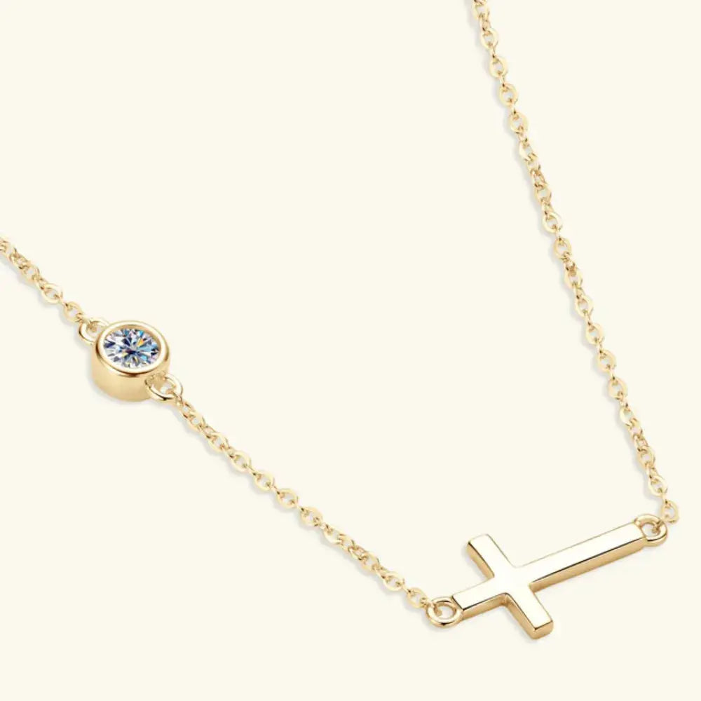 Cross 925 Sterling Silver Moissanite Necklace.