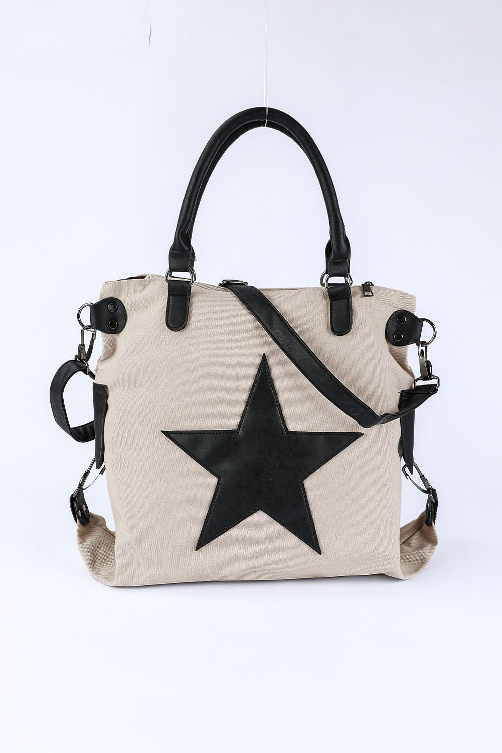 Beige Casual Five-pointed Star Canvas Tote Bag Dear-Lover Dropshipping