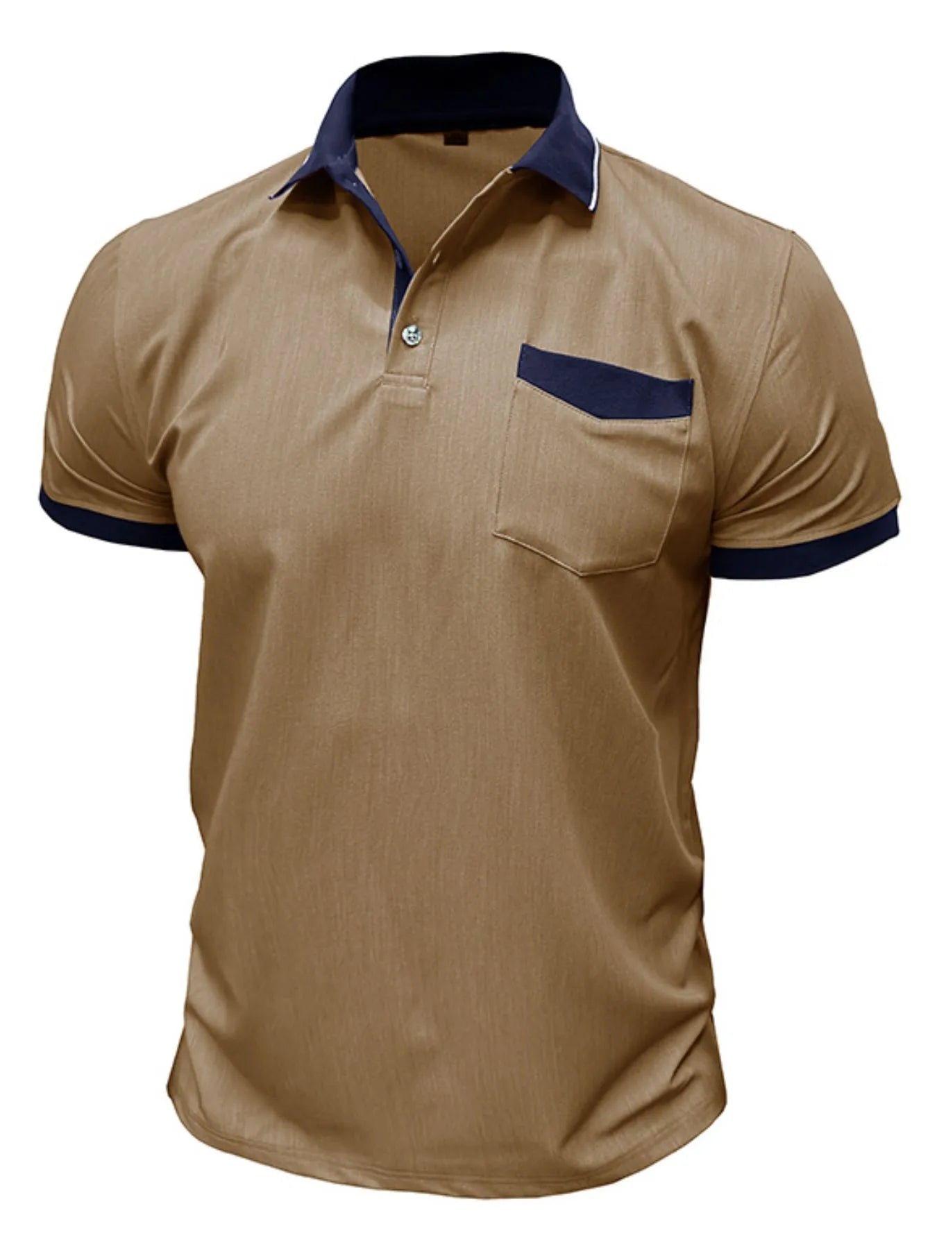 Men's Contrast Collar Pocket Polo Shirt.