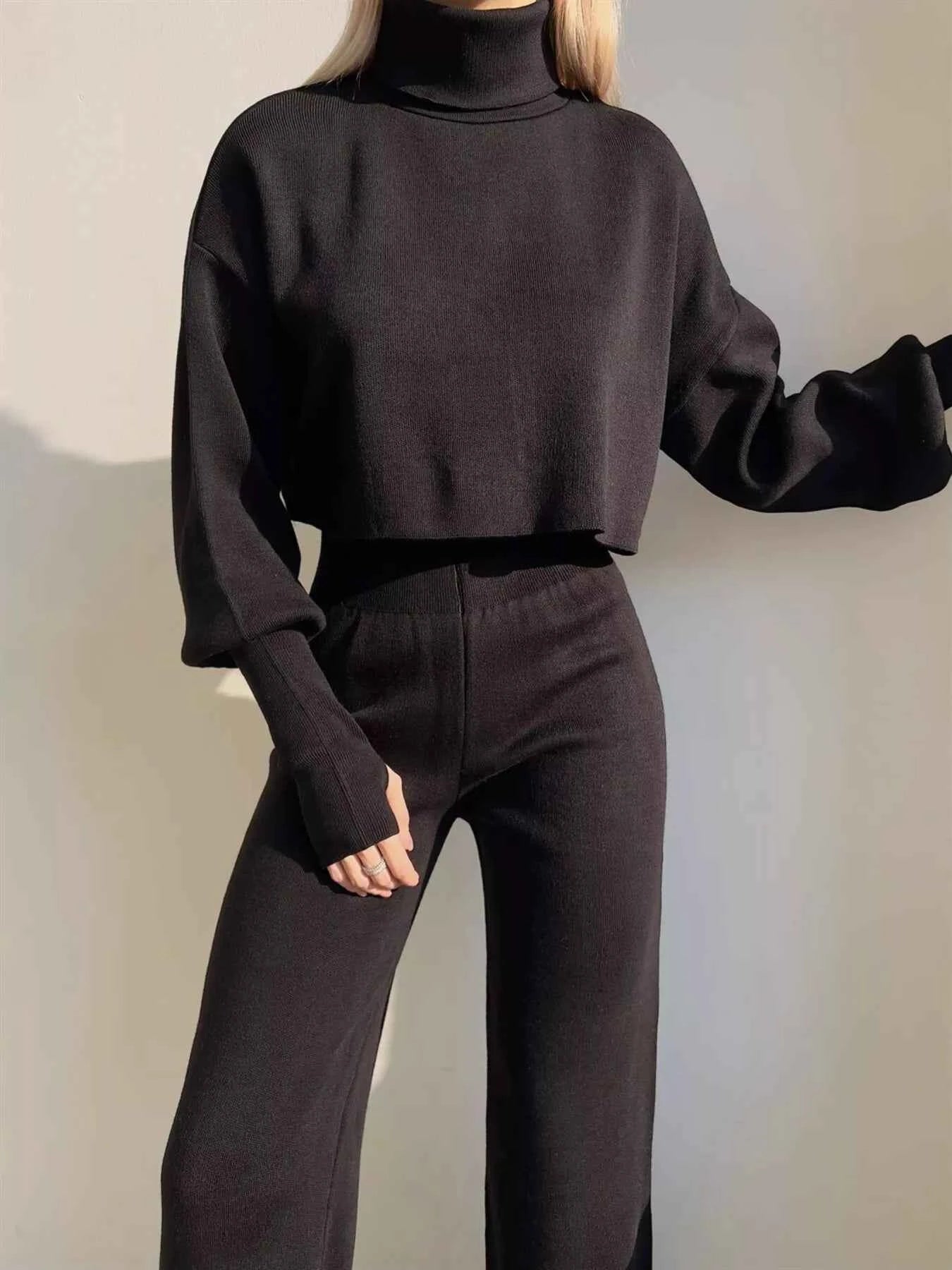 Turtleneck Long Sleeve Top & Pants Set